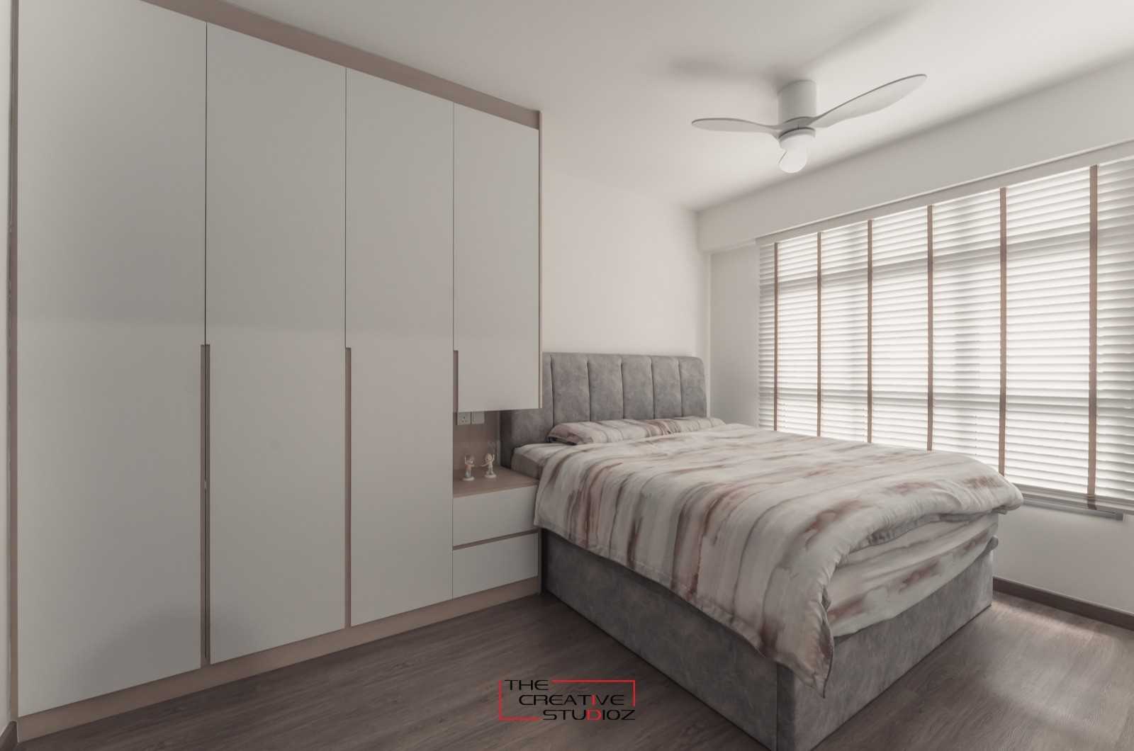Scandinavian Bedroom with Vinyl Flooring and Wardrobe