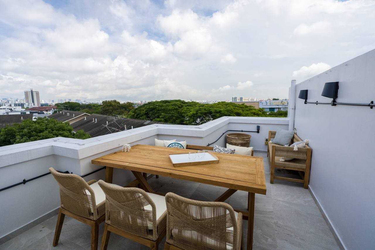 Scandinavian Rooftop with Outdoor Table and Outdoor Chairs