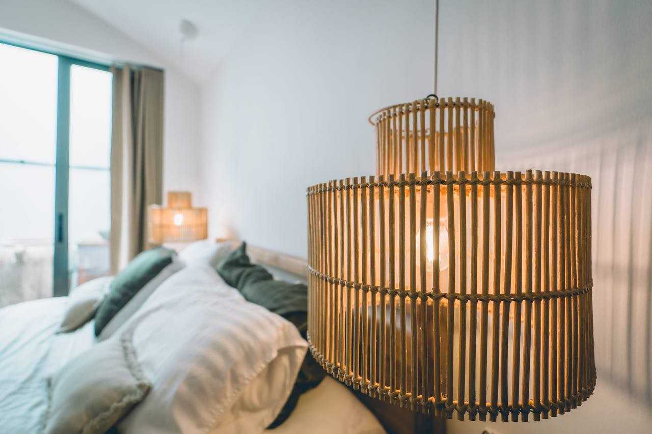 Scandinavian Bedroom with Lighting and Lamps