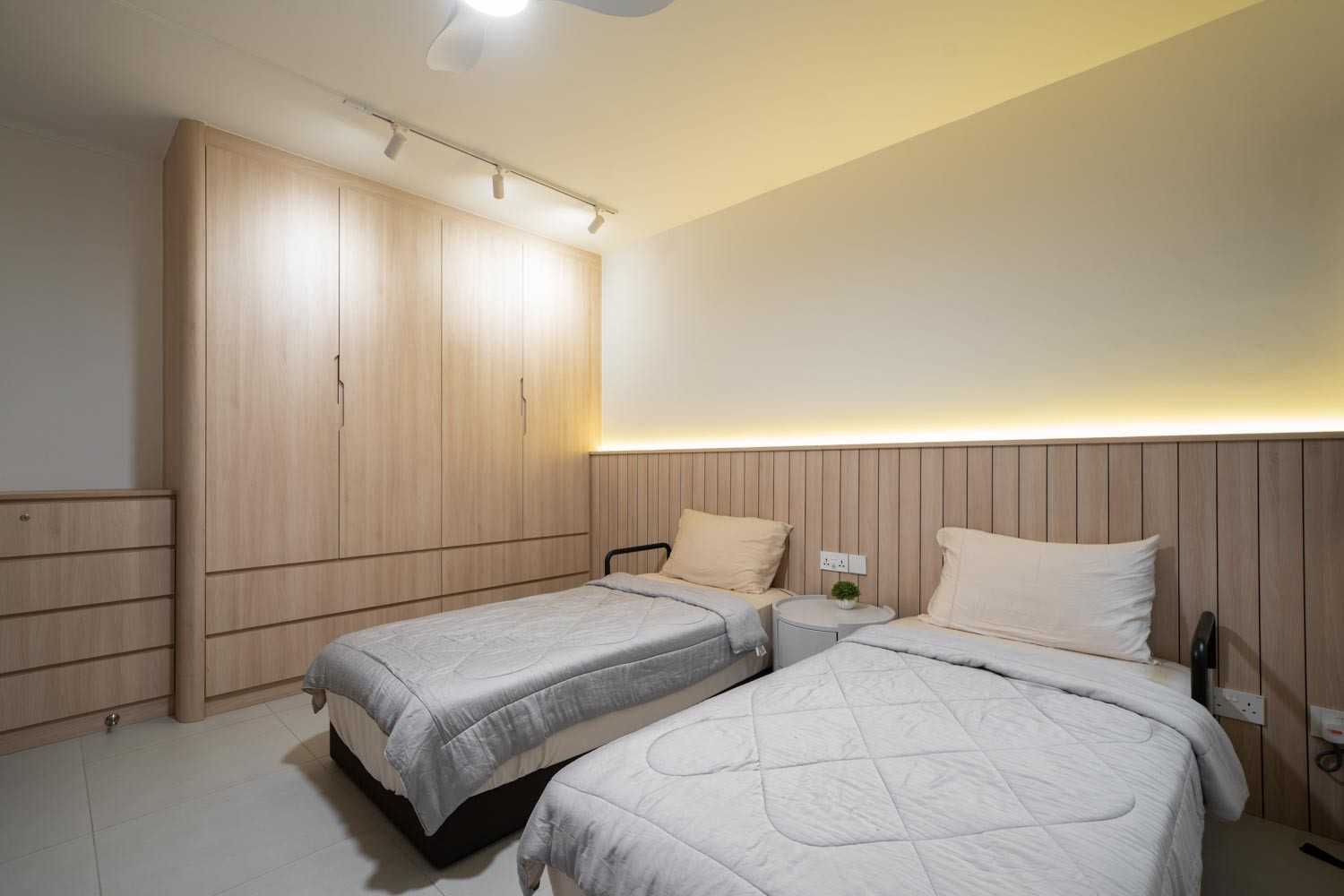 Contemporary Bedroom with Wardrobe and Built-in Bed