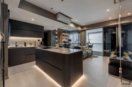 Contemporary Kitchen at 3 Bedroom Condo @ Riverbank