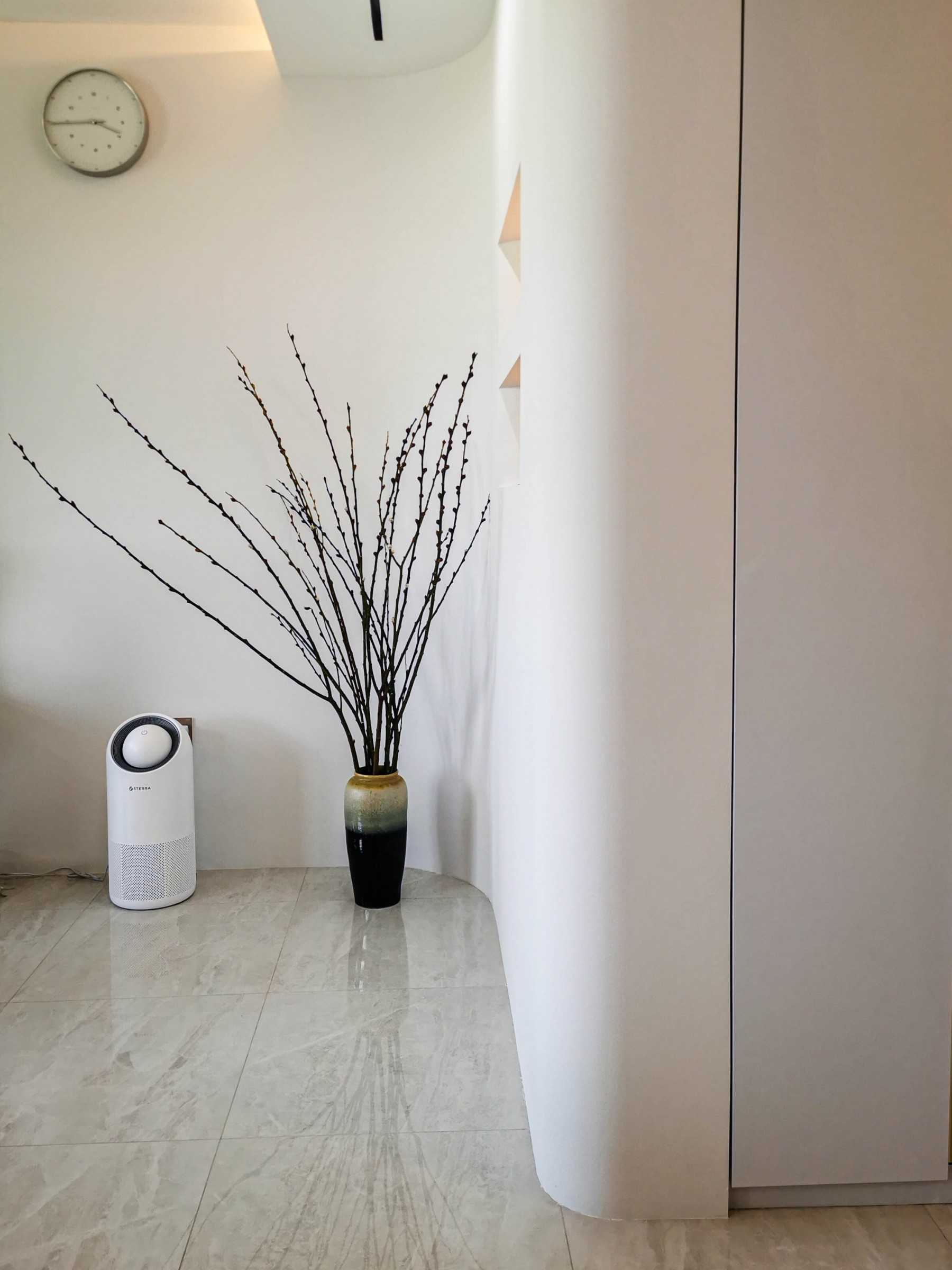 Contemporary Living Room with Bookshelf and Feature Wall