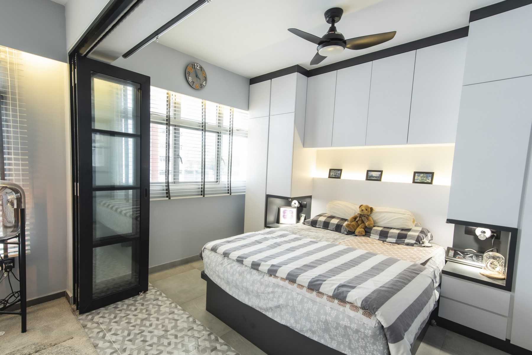 Modern Living Room with Glass Door and Built-in Bed