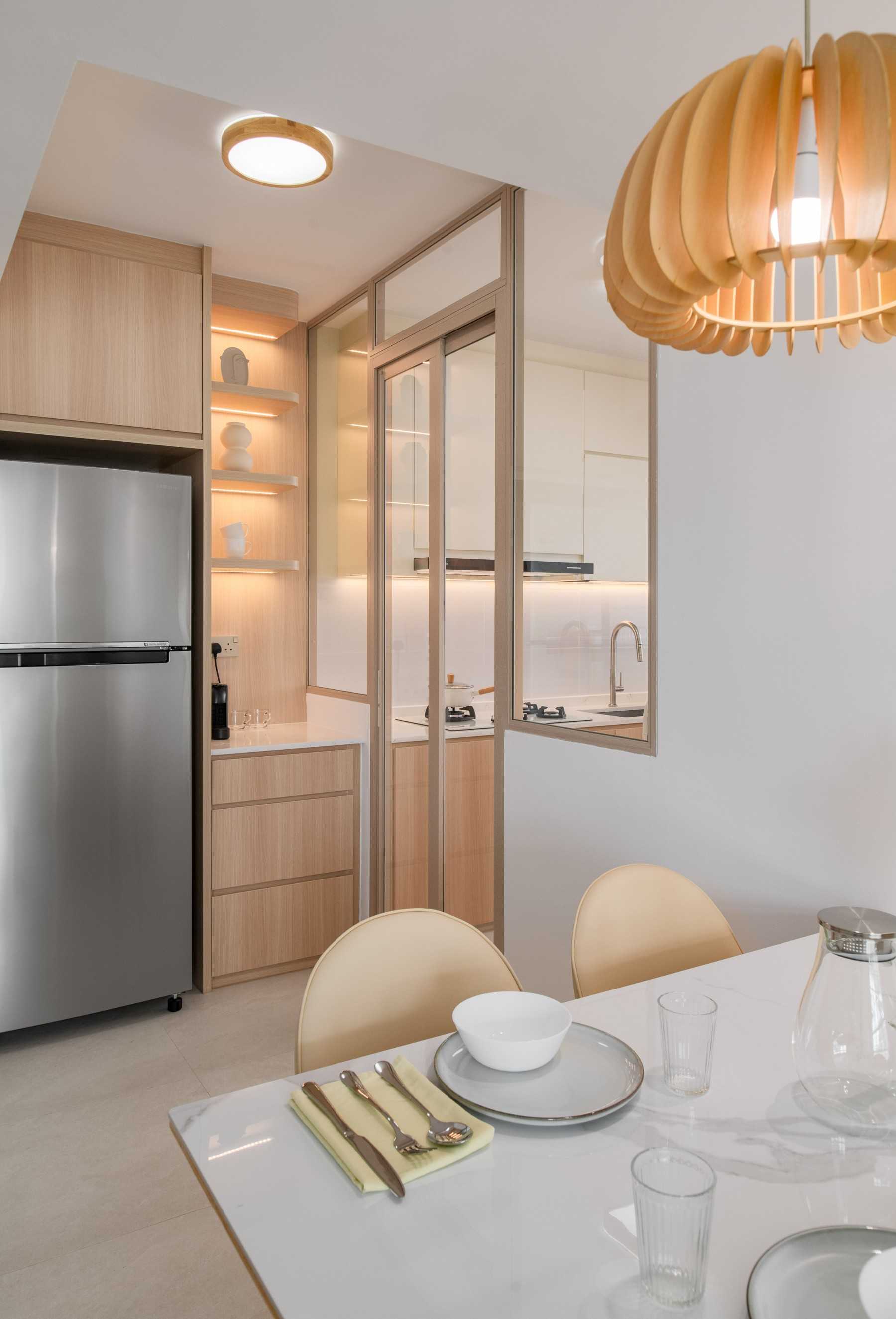 Minimalist Kitchen with Countertop and Homogeneous Tiles