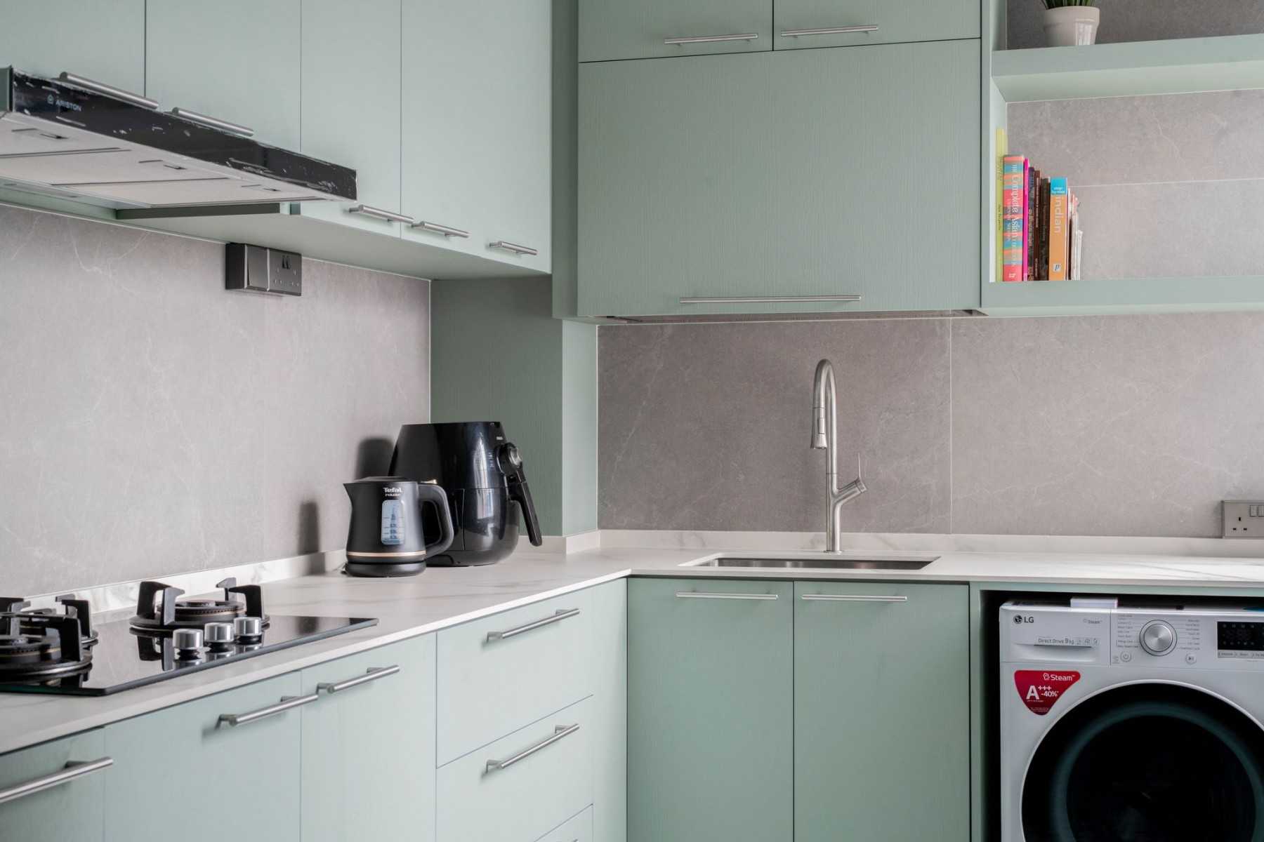 Scandinavian Kitchen with Kitchen Island and Cupboard
