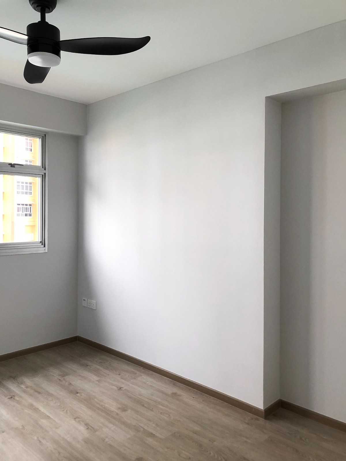 Scandinavian Bedroom with Window Grille and Paintings