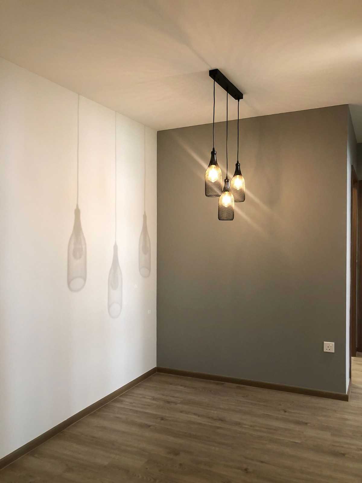 Scandinavian Dining Room with Paintings and Flooring