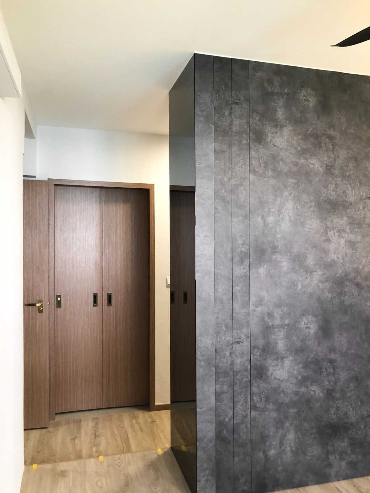 Scandinavian Bedroom with Wardrobe and Paintings