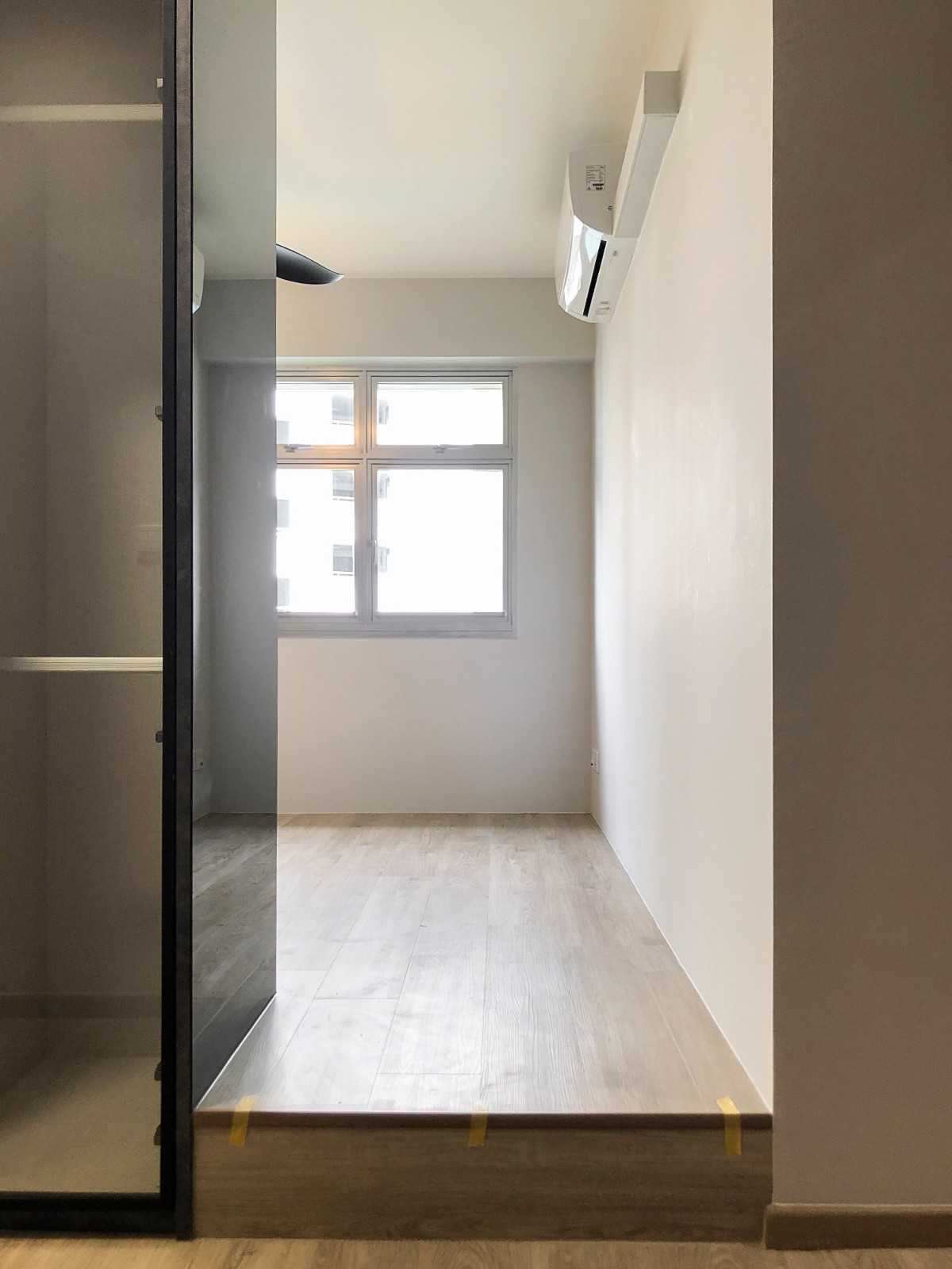 Scandinavian Bedroom with Window Grille and Paintings