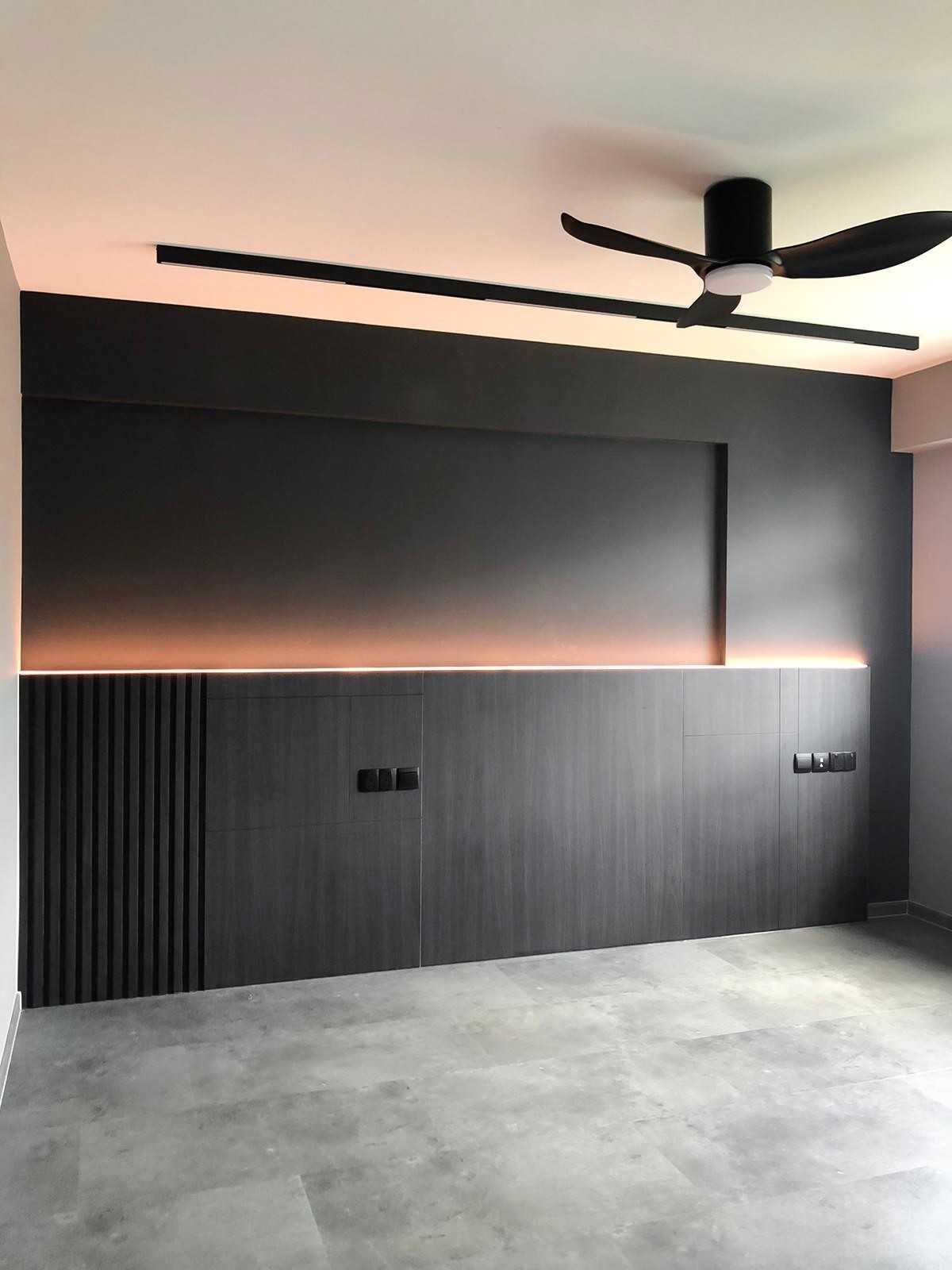 Scandinavian Bedroom with Built-in Bed and Panelling