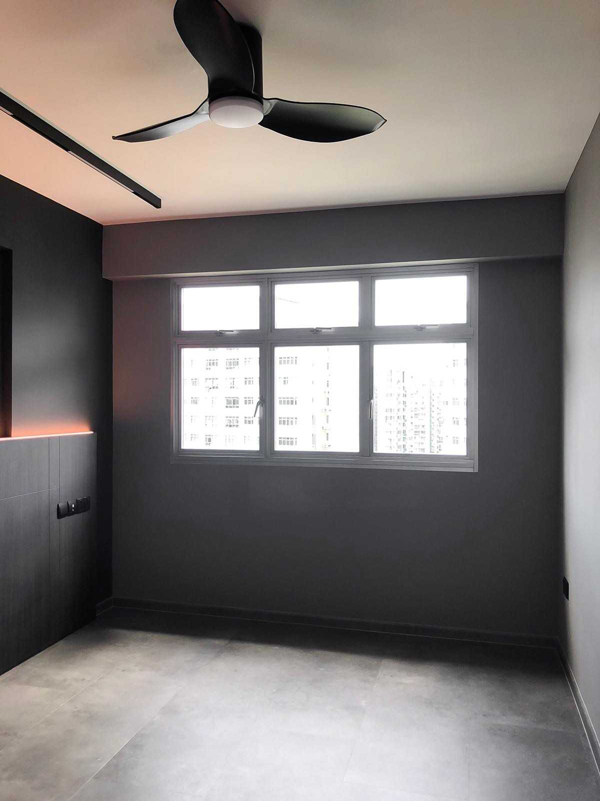 Scandinavian Bedroom with Window Grille and Paintings