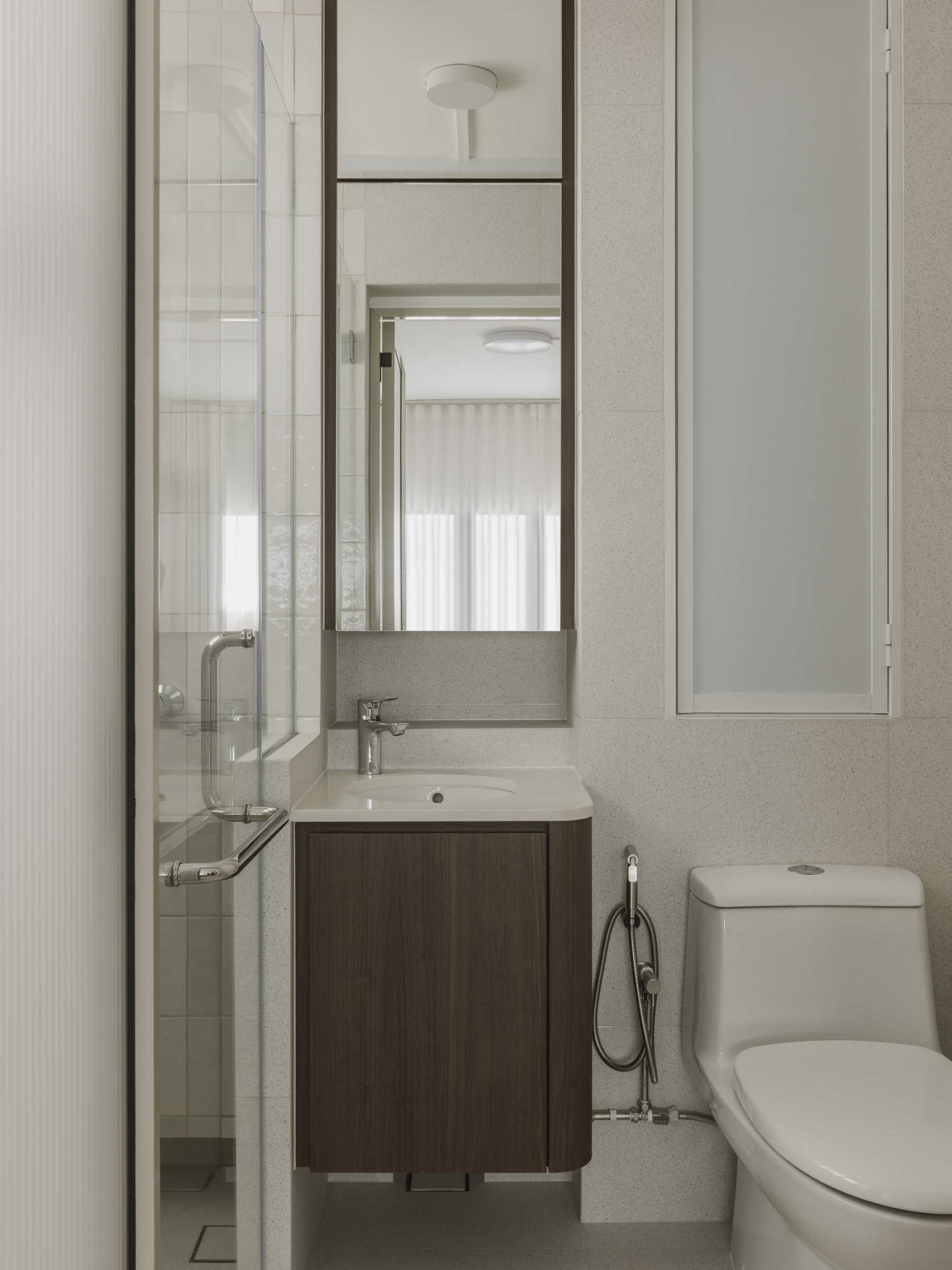 Modern Bathroom with Mirror and Shower Screen