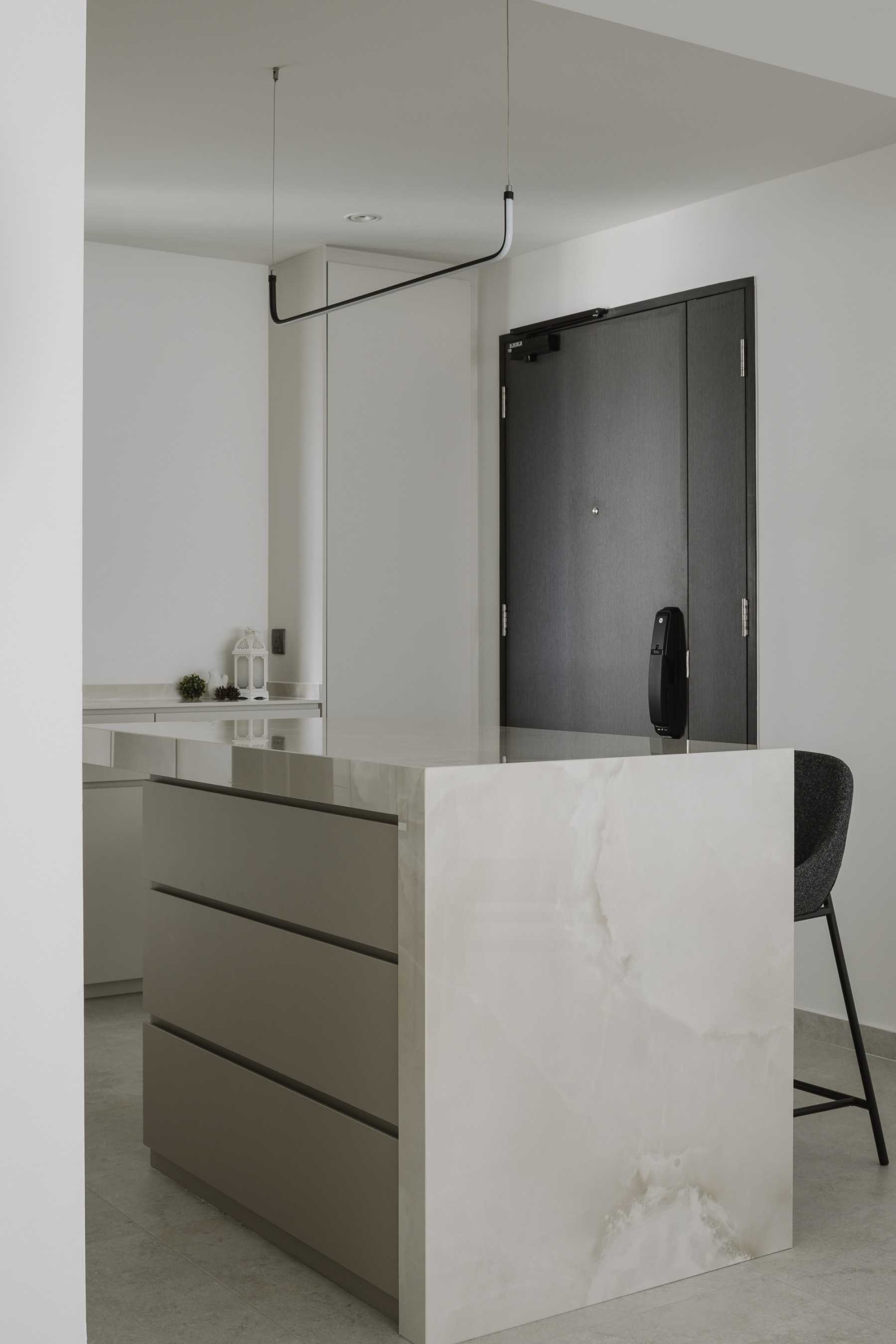 Modern Entryway with Countertop and Breakfast Counter