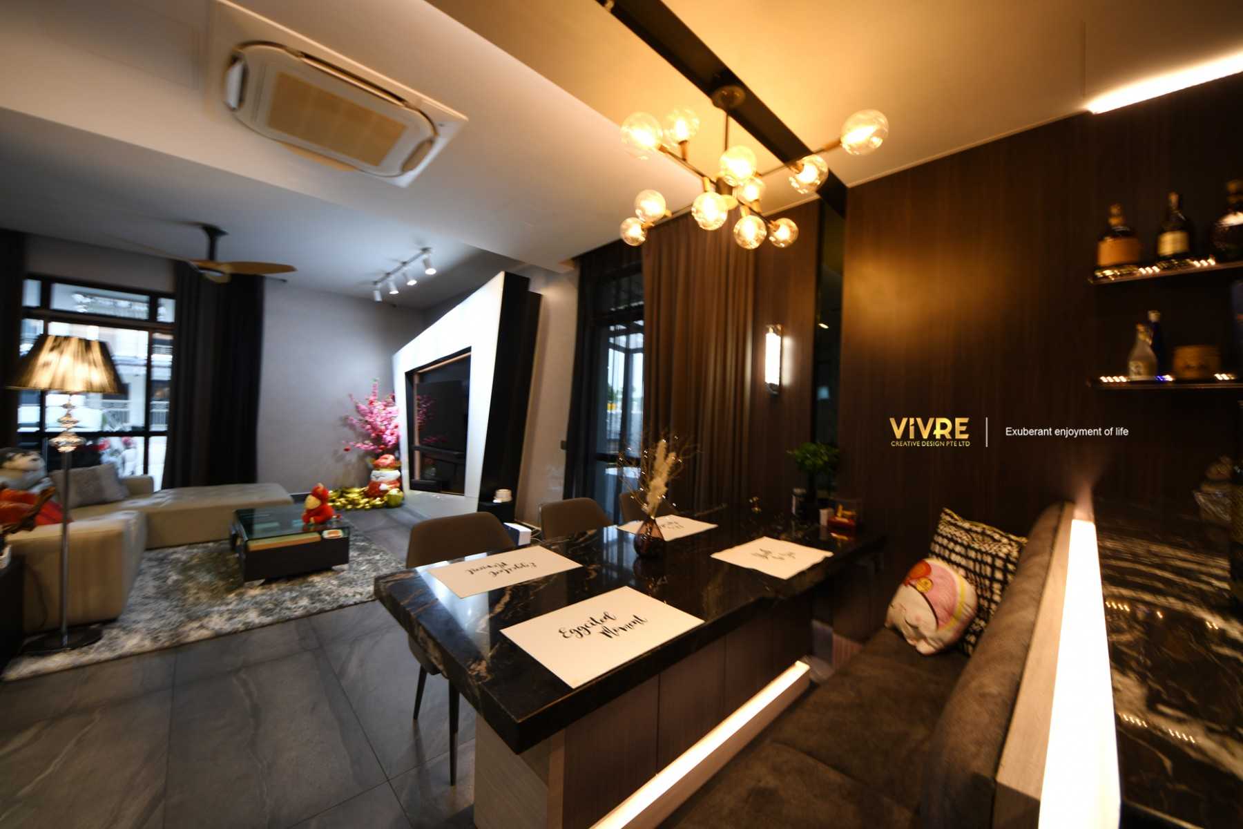 Modern Dining Room with Ceiling Light and Downlights