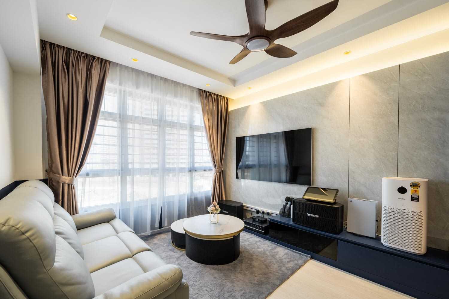 Modern Living Room with TV Console and Feature Wall