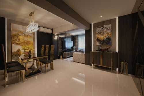 Modern Living Room at 4 Room HDB @ Ubi