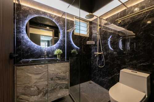 Modern Bathroom at 4 Room HDB @ Ubi