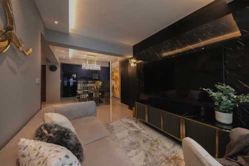 Modern Living Room at 4 Room HDB @ Ubi