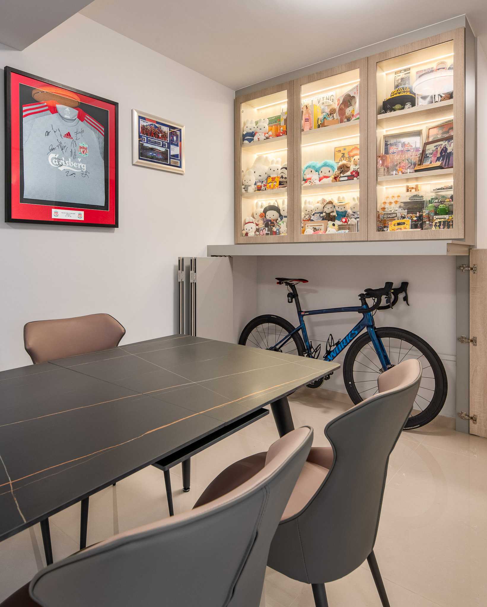 Minimalist Dining Room with Dining Table and Storage Cabinets
