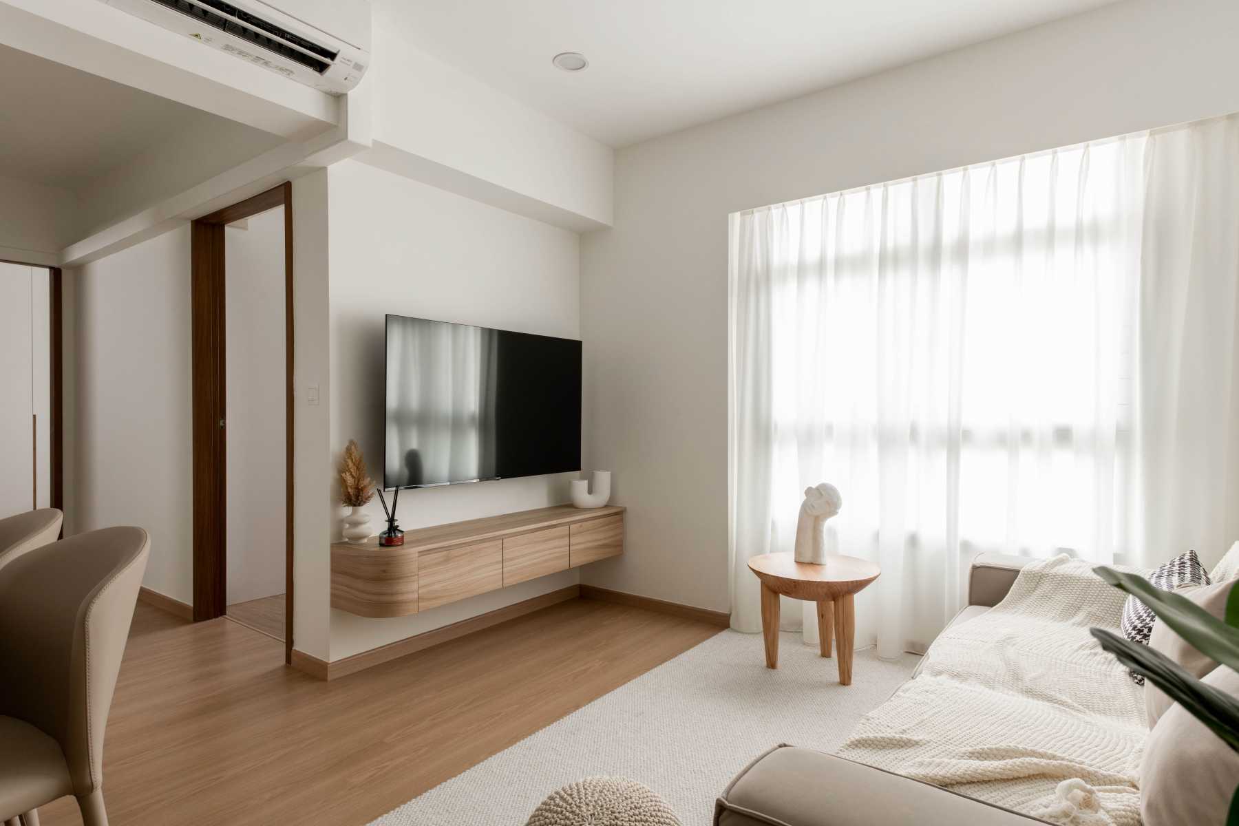 Scandinavian Living Room with TV Console and Sofa