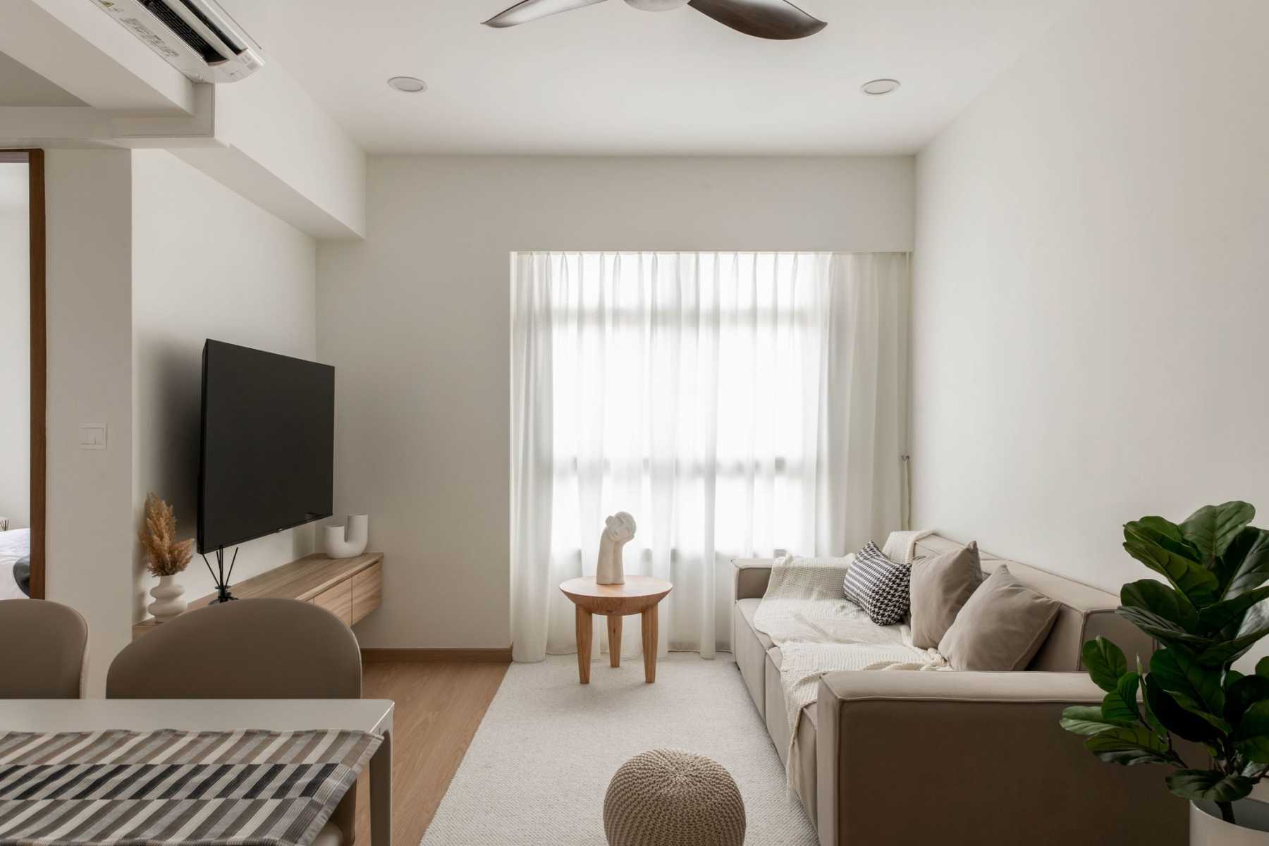 Scandinavian Living Room with TV Console and Sofa