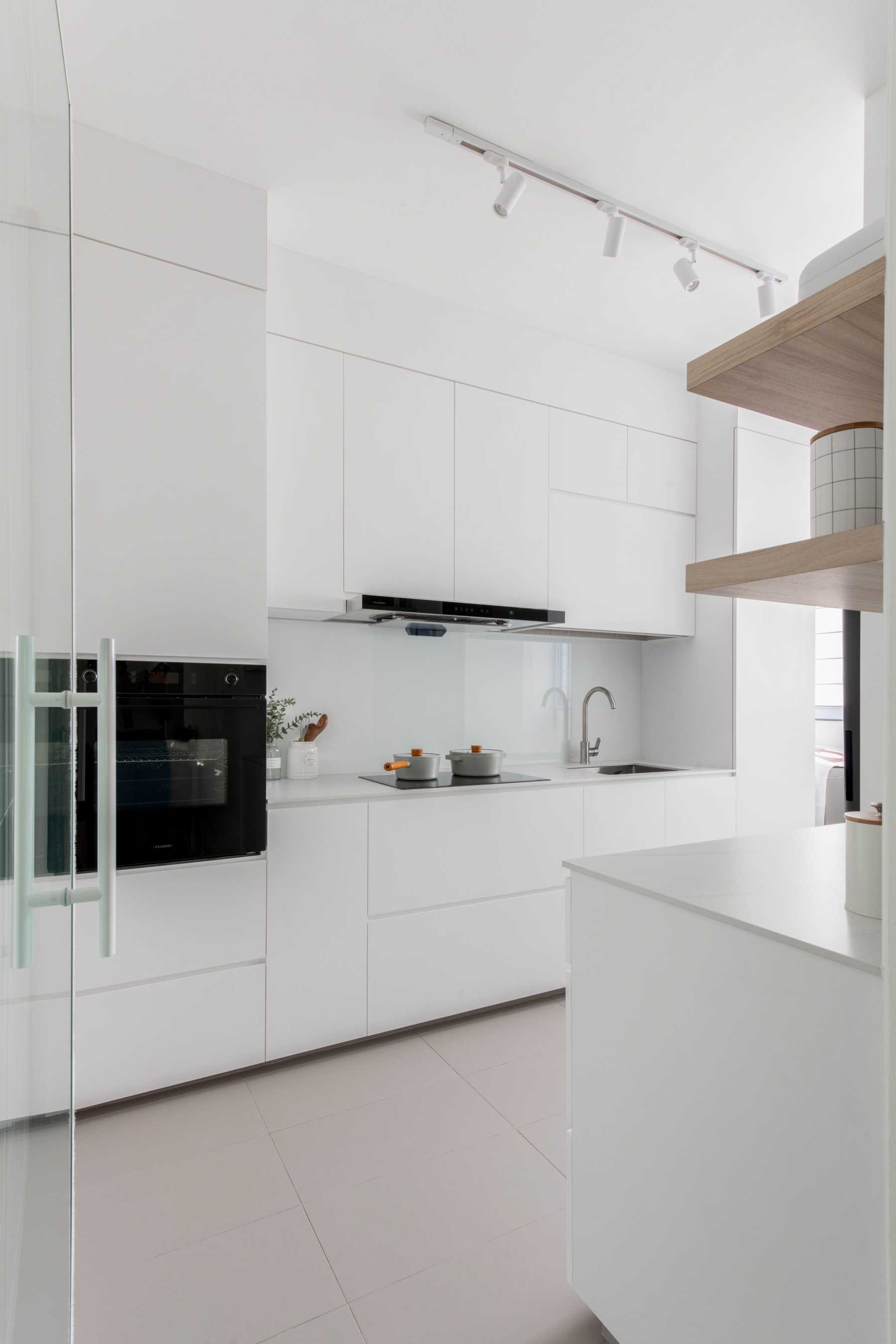 Scandinavian Kitchen with Kitchen Island and Cupboard