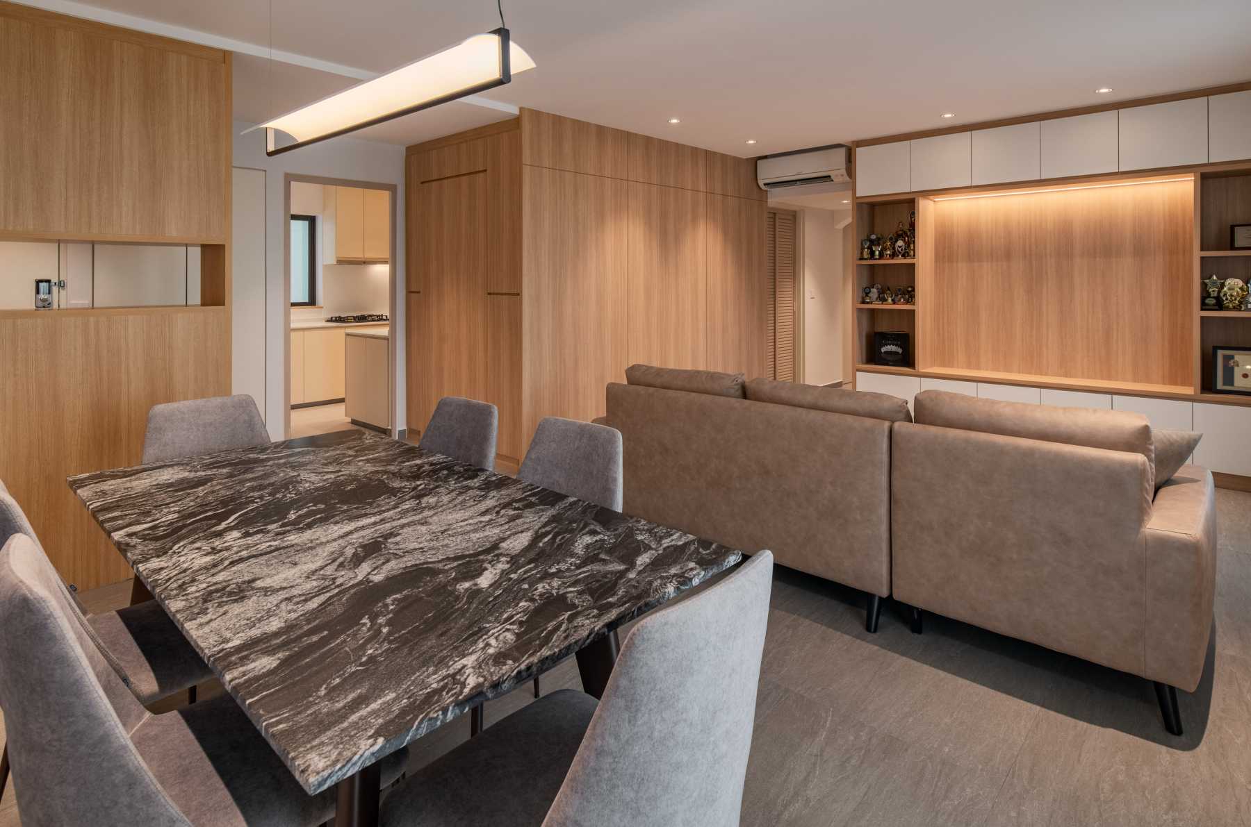 Minimalist Living Room with Bookshelf and TV Console