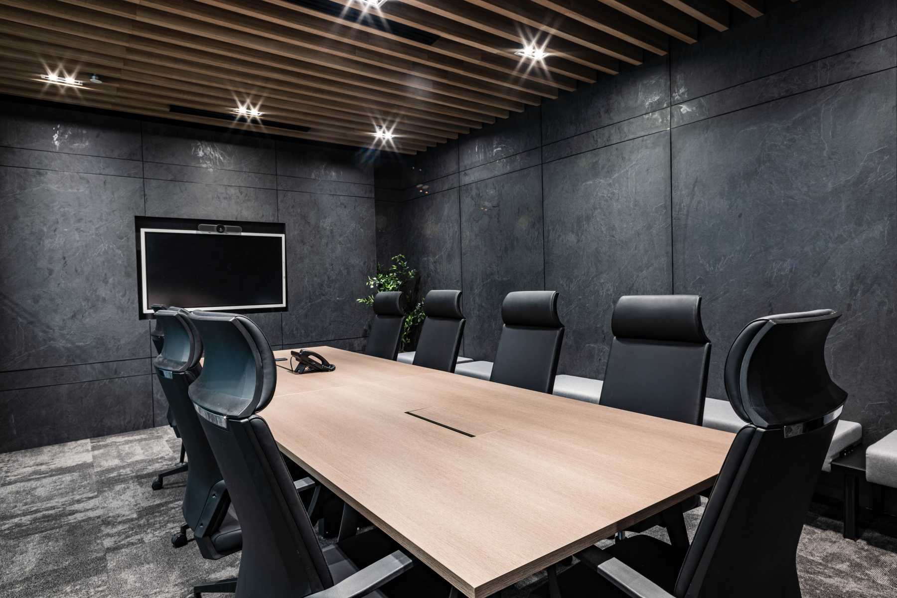 Modern Office with TV and Desk