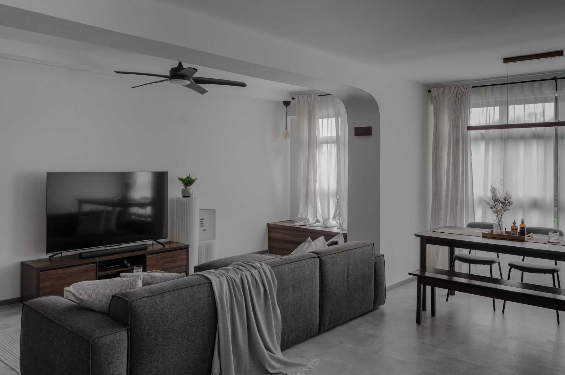 Contemporary Living Room with TV Console and Sofa