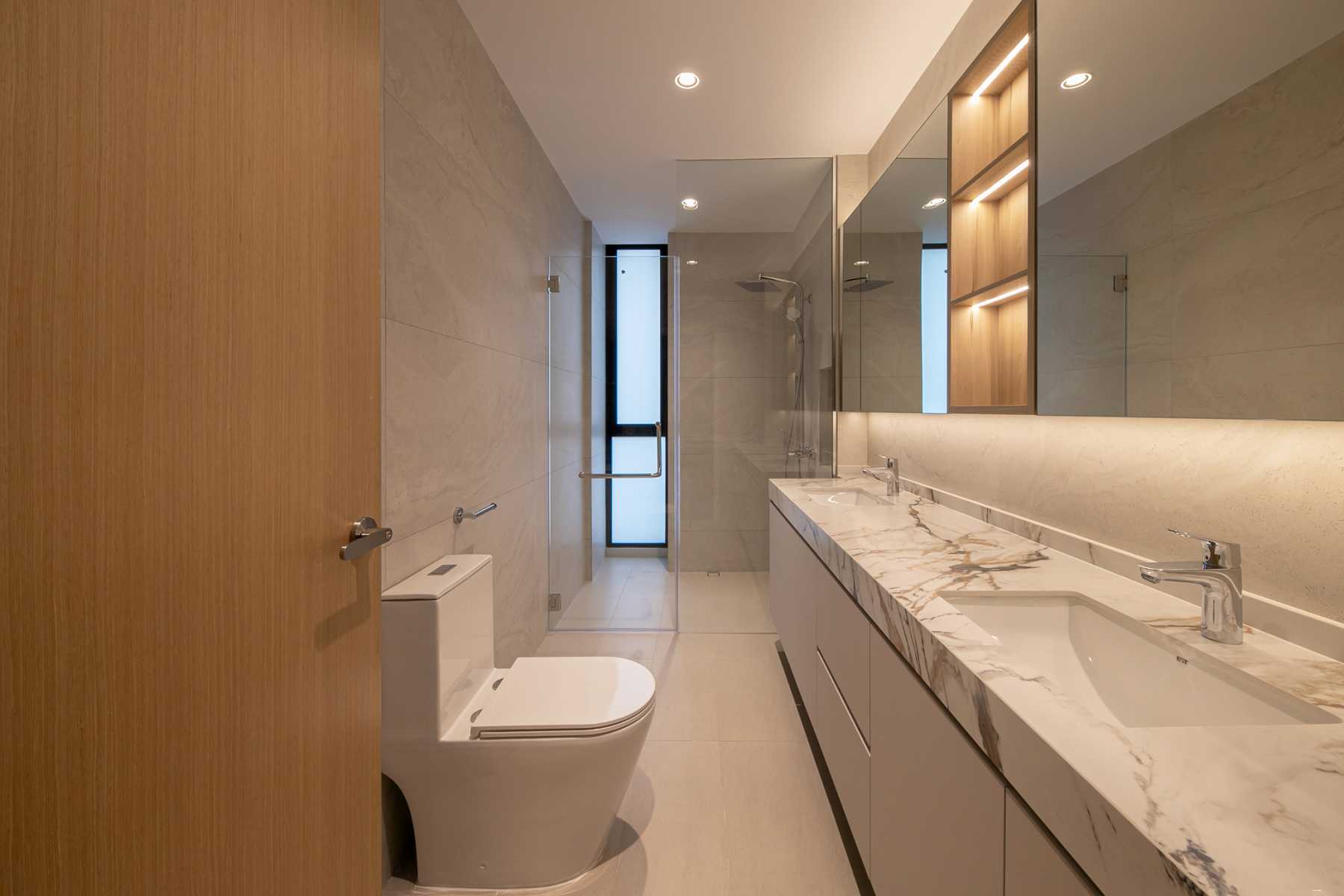 Minimalist Bathroom with Mirror and Bathroom Mirrors