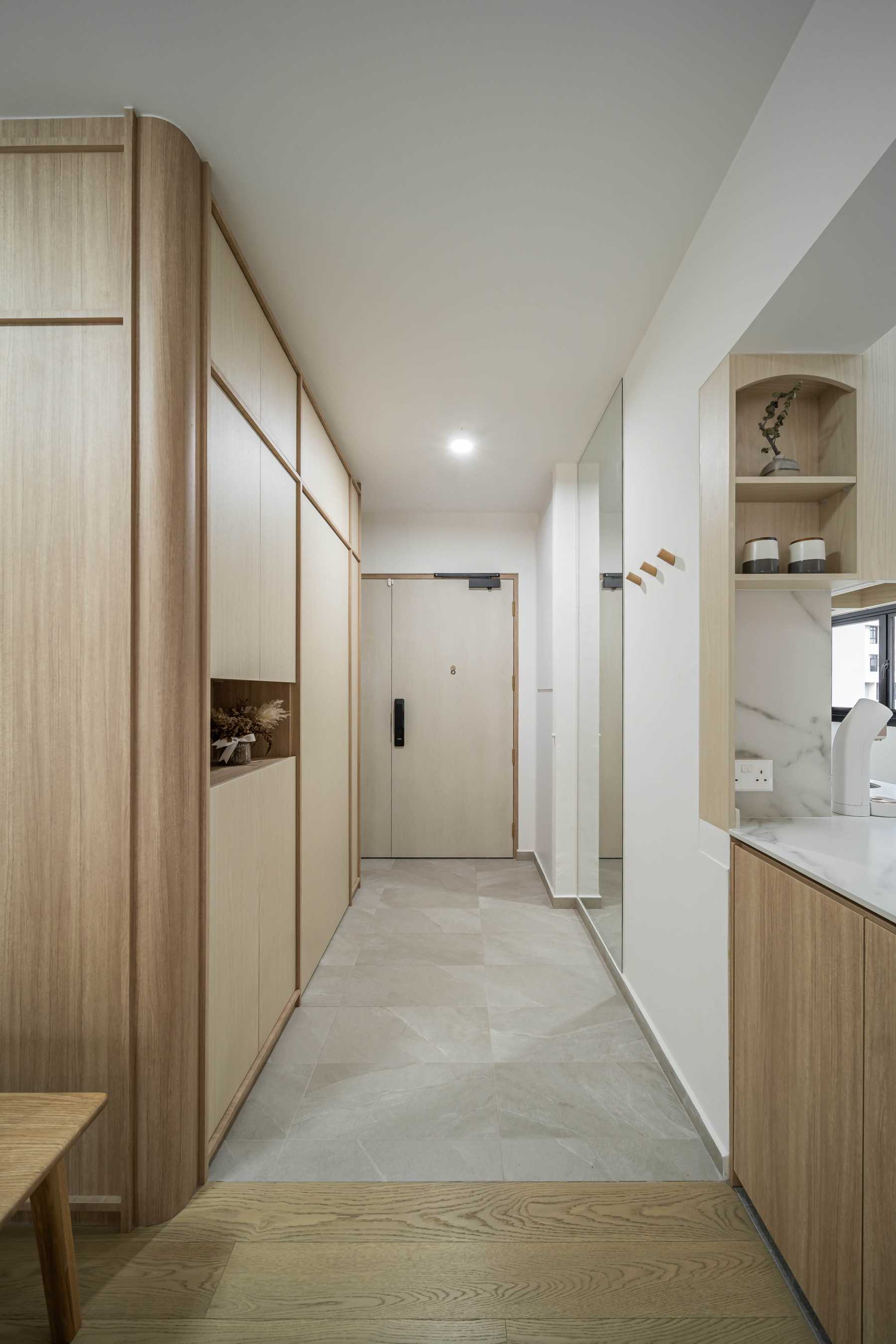 Asian Entryway with Small Storage and Open Storage