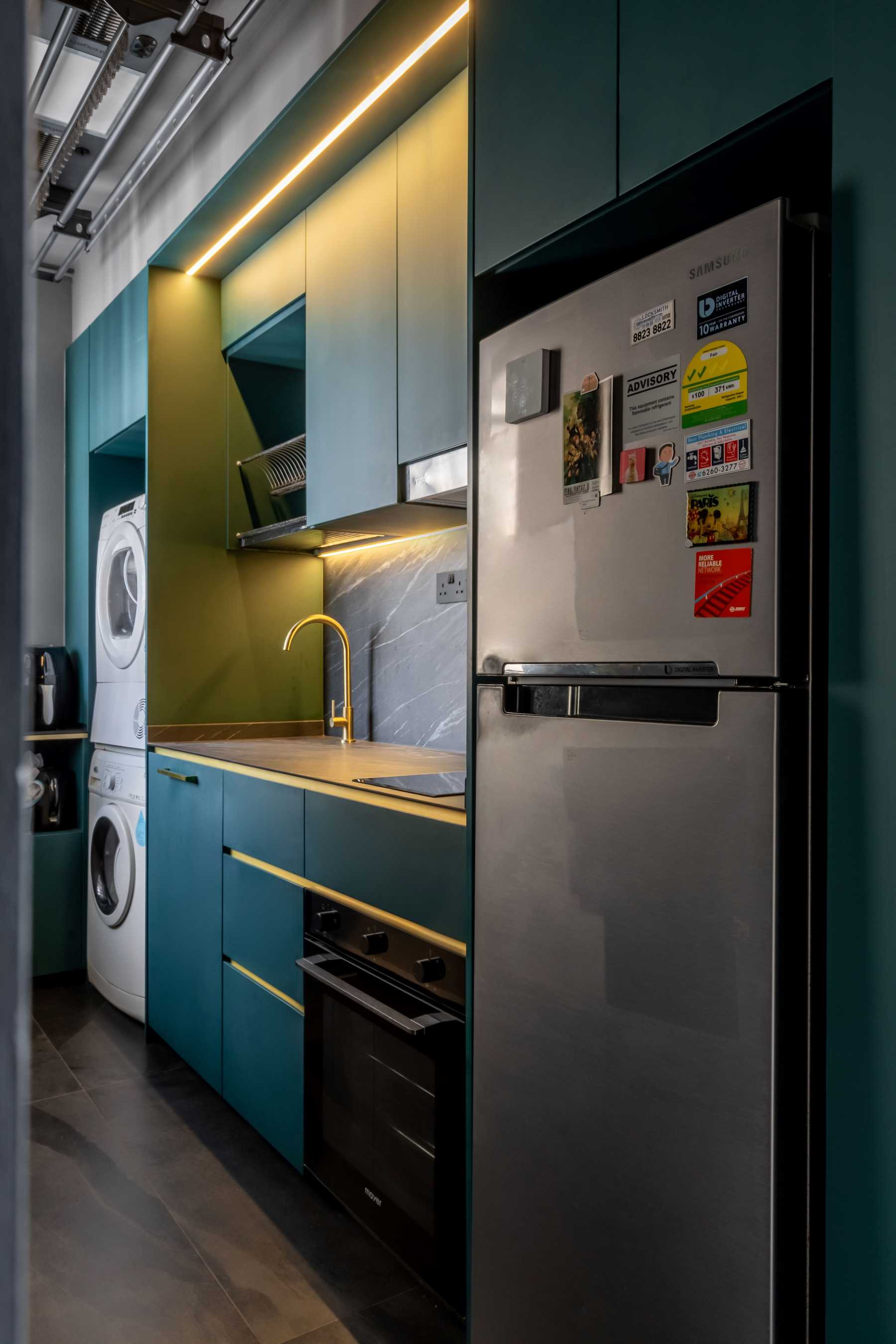 Contemporary Kitchen with Kitchen Window and Cupboard