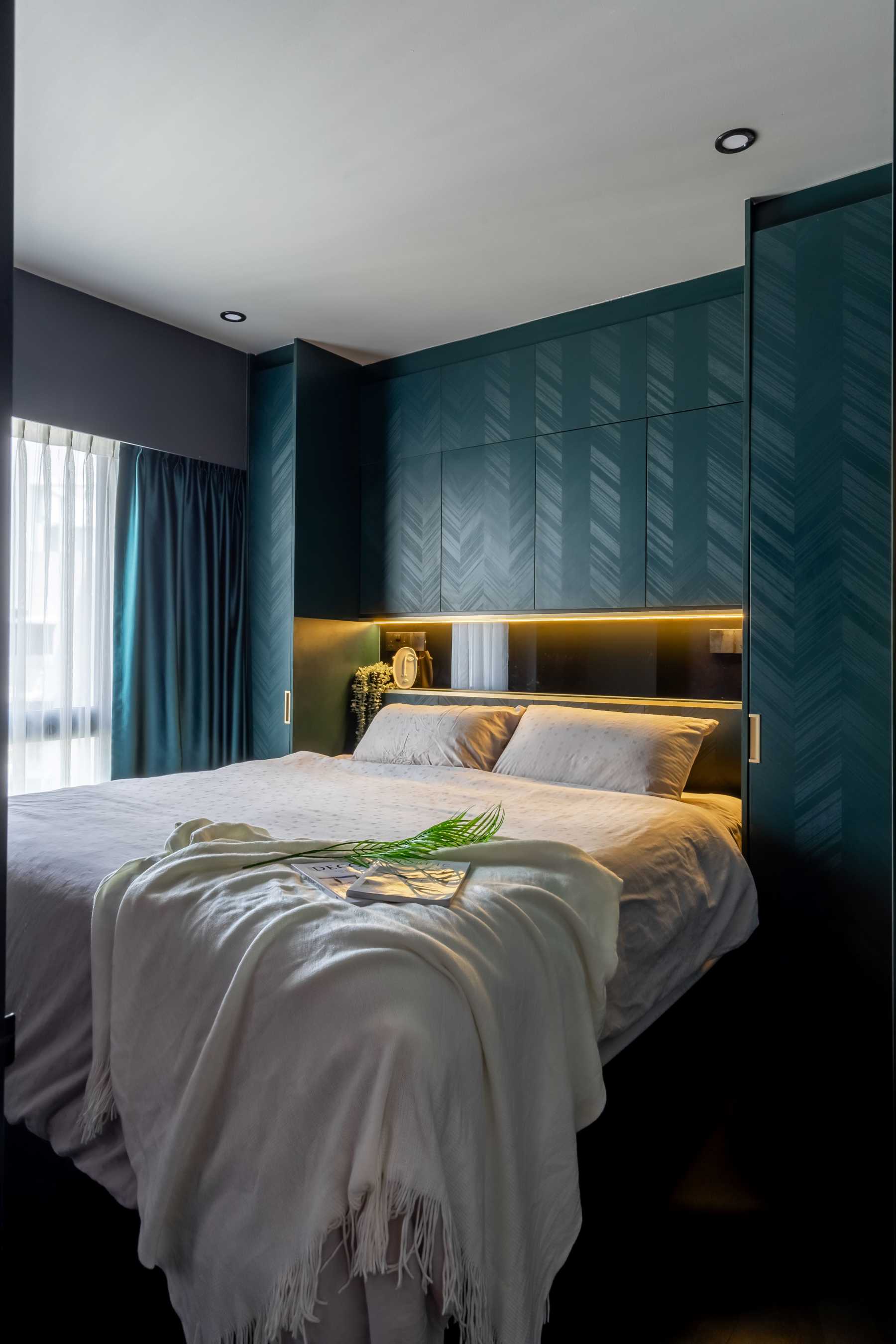 Contemporary Bedroom with Ceiling Light and Queen Bed