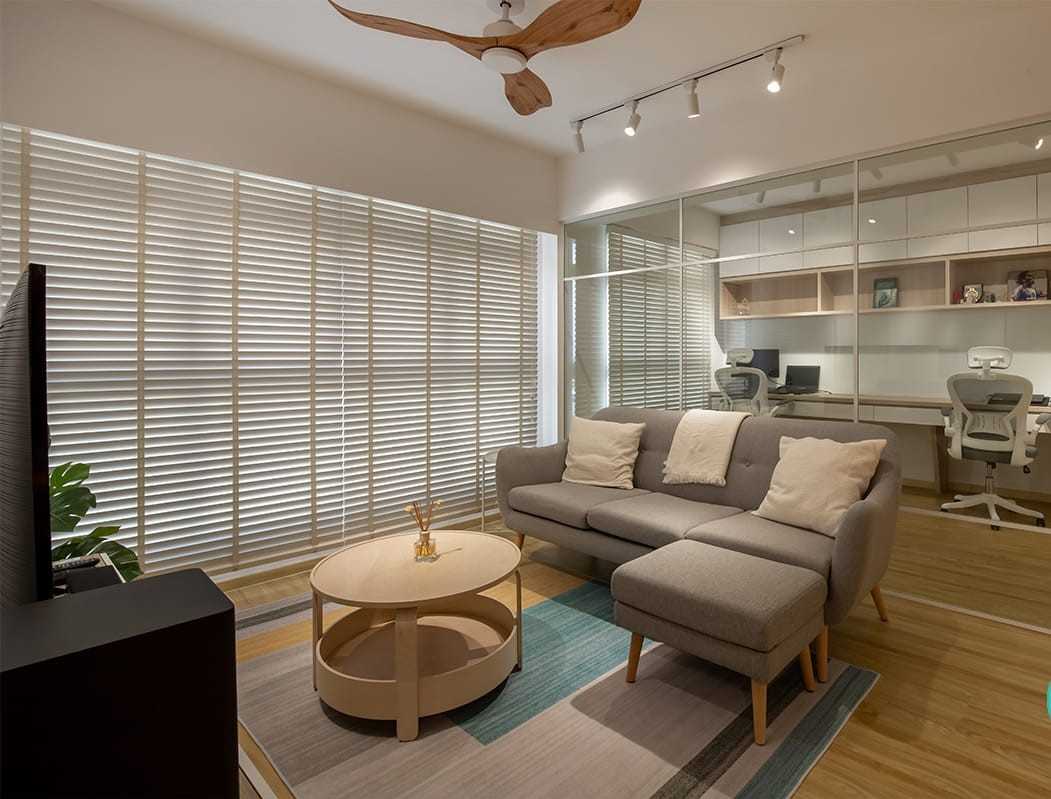 Scandinavian Living Room with Settee and Vinyl Flooring