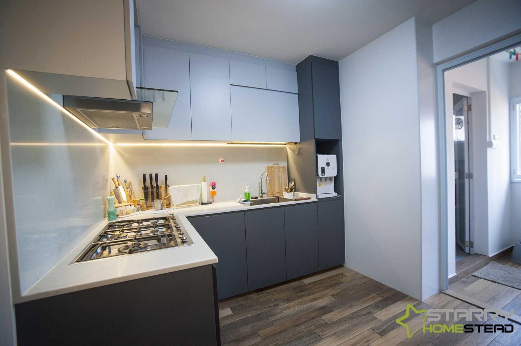 Scandinavian Kitchen with Countertop and Kitchen Cabinets