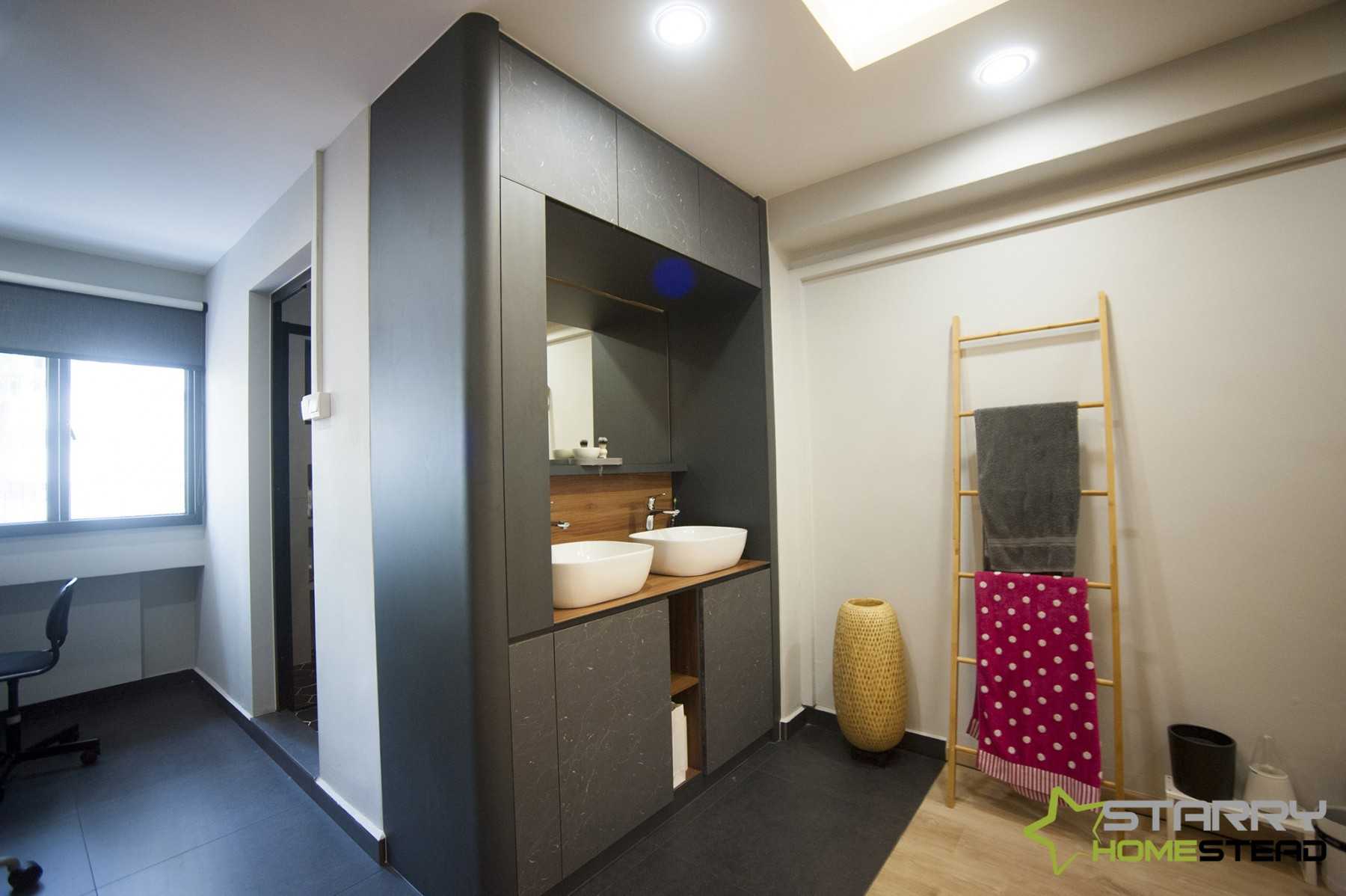 Scandinavian Bedroom with Mirror and Vanity Counter