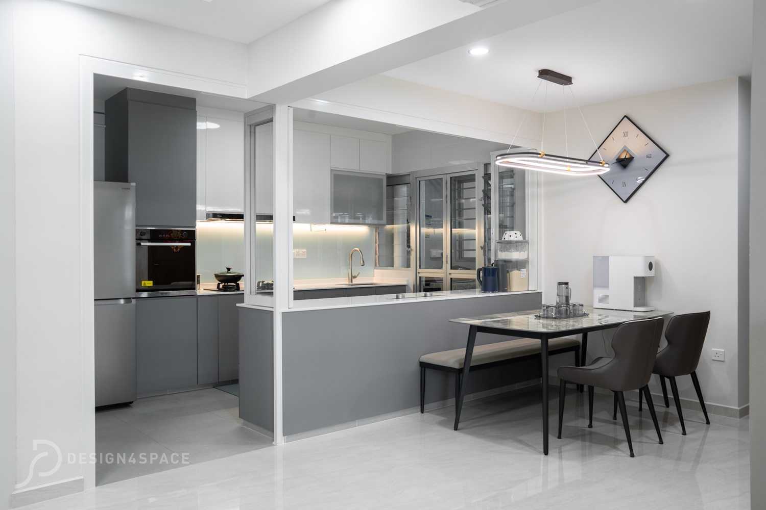 Modern Dining Room with Ceiling Light and Dining Table