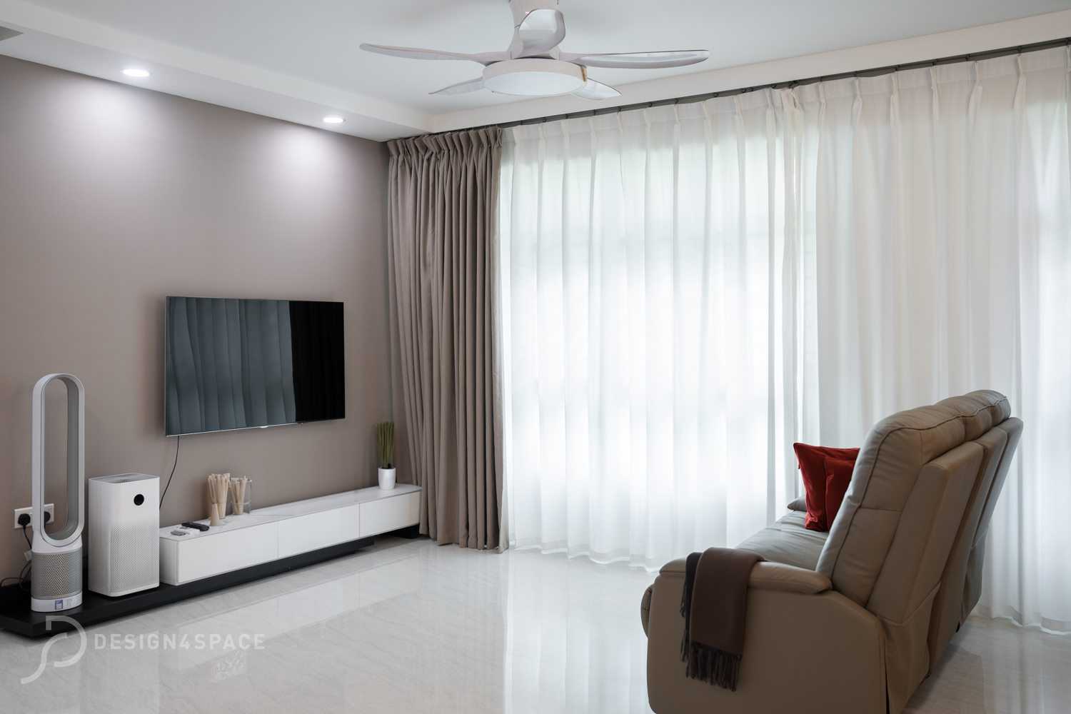 Modern Living Room with Wood Flooring and TV Console