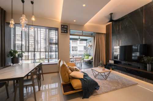 Contemporary Living Room at 4 Bedroom Condo @ The Waterline