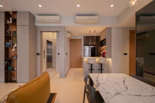 Contemporary Living Room at 4 Bedroom Condo @ The Waterline