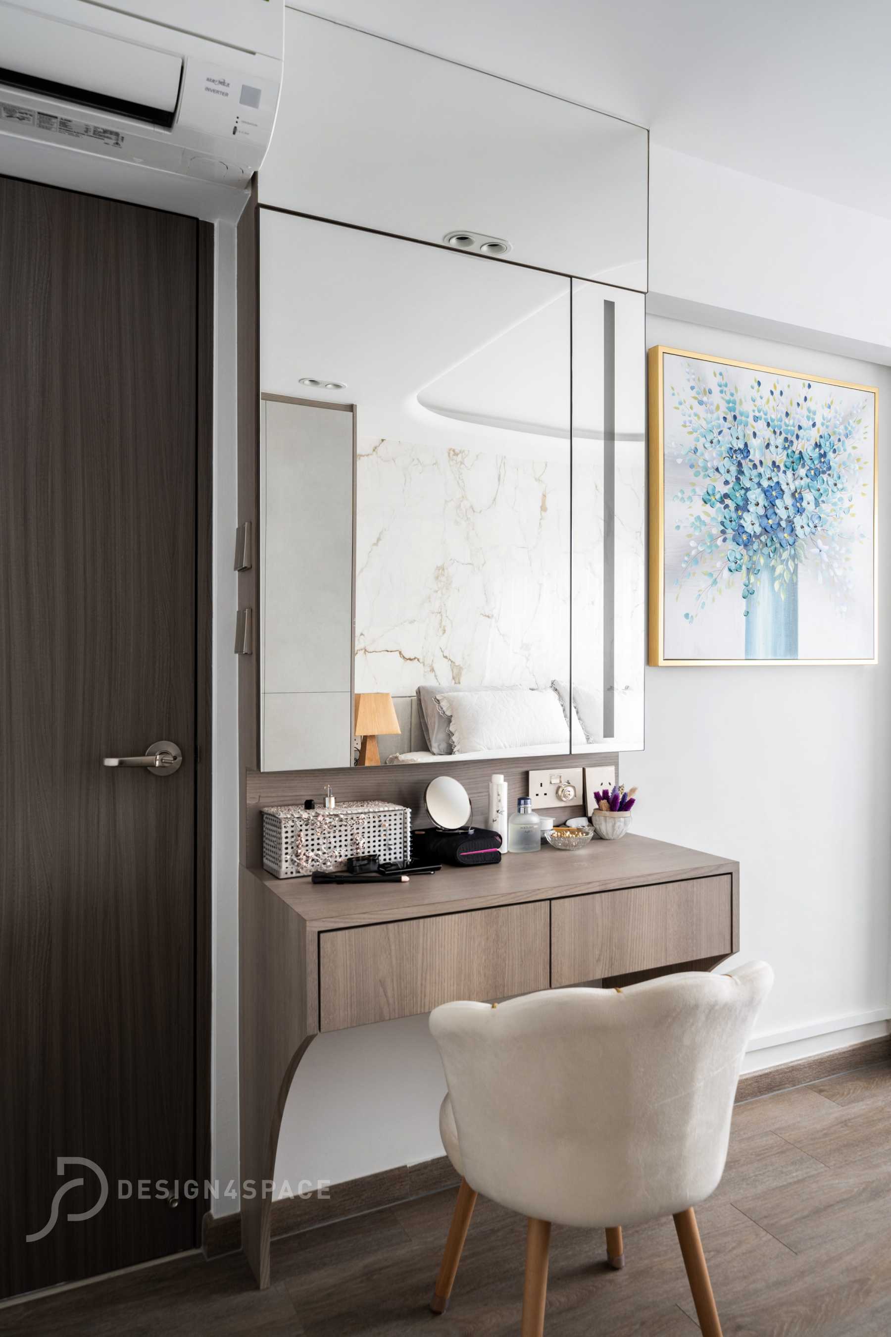 Modern Bedroom with Vinyl Flooring and Drop Ceiling