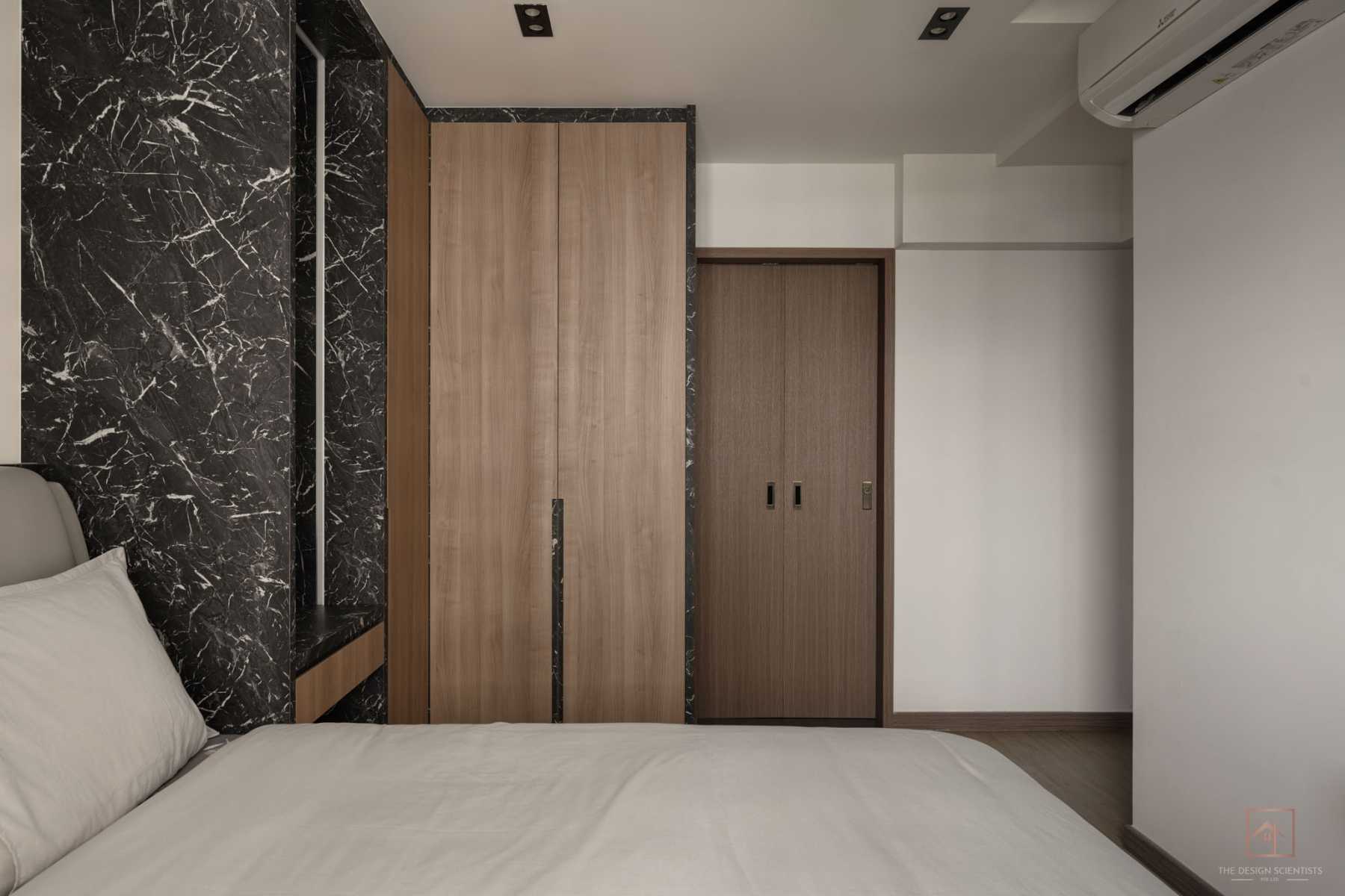 Contemporary Bedroom with Wood Flooring and Wardrobe