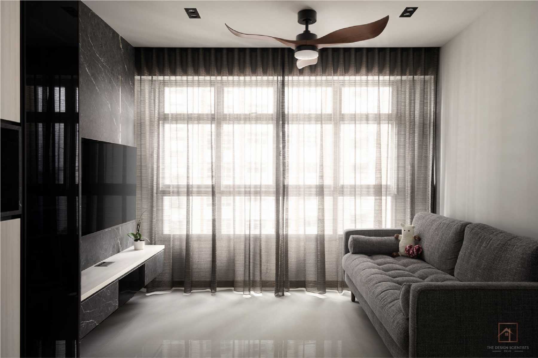 Contemporary Living Room with TV Console and Feature Wall