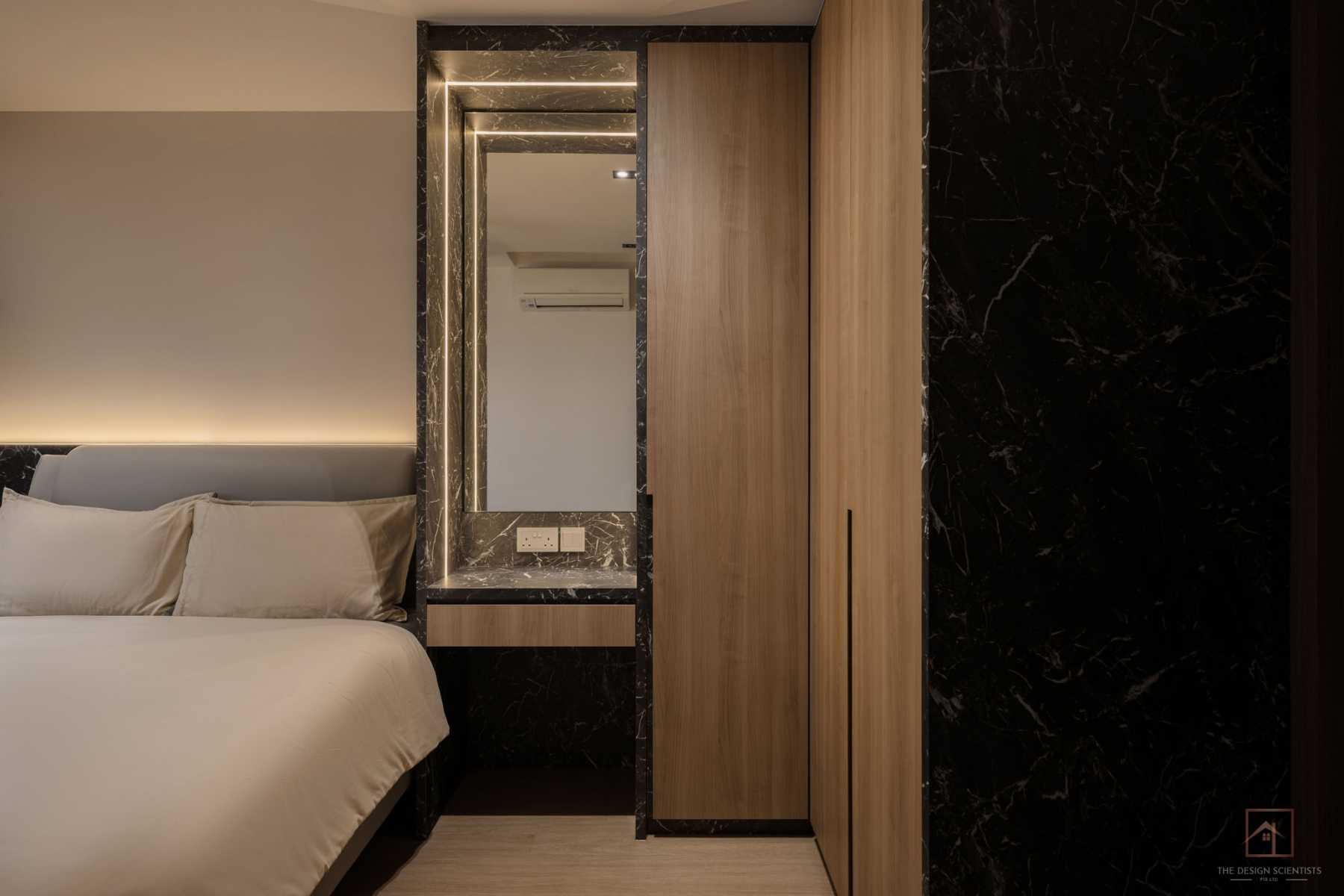 Contemporary Bedroom with Cove Lighting and Bedside Table