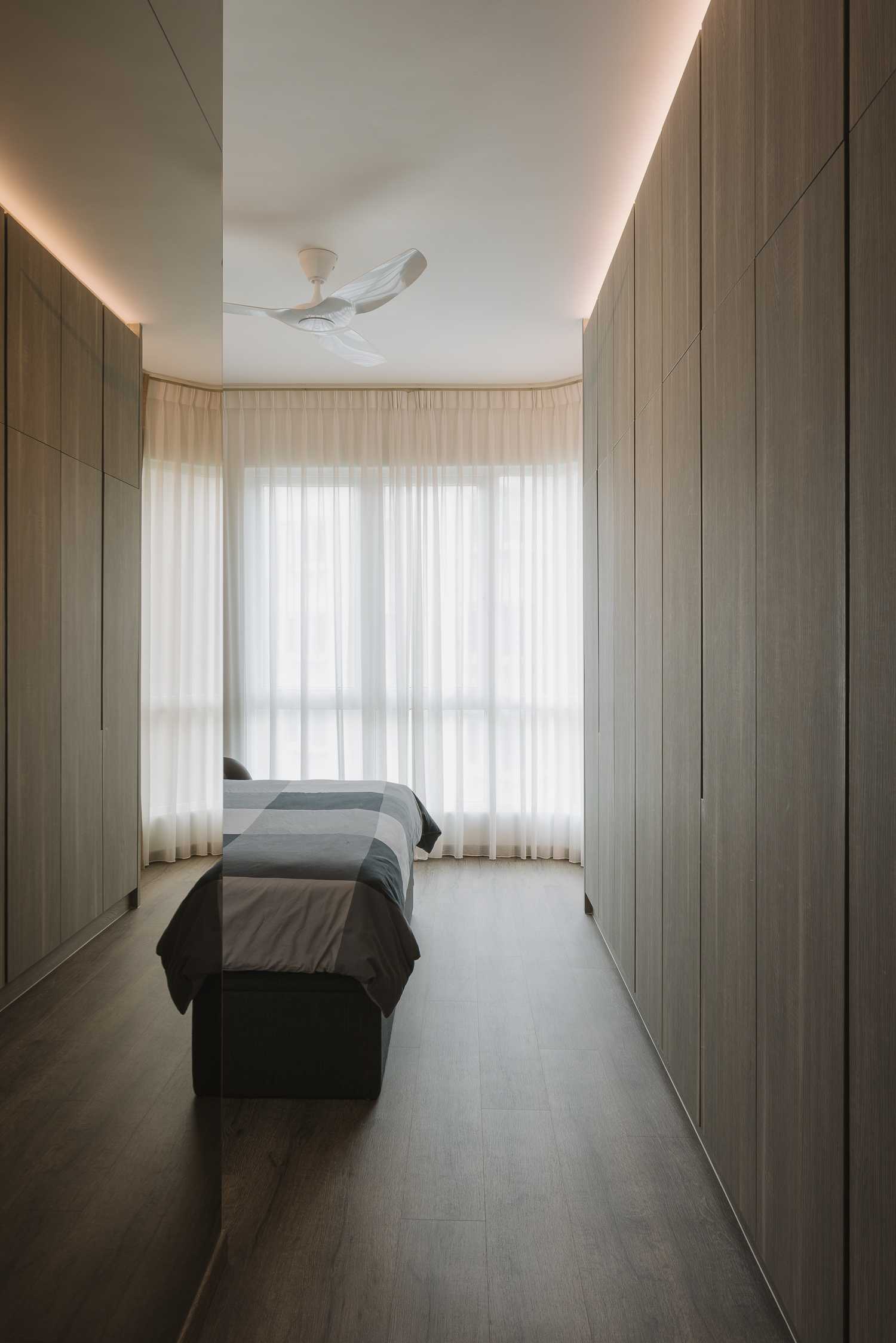 Industrial Bedroom with Mirror and Wardrobe