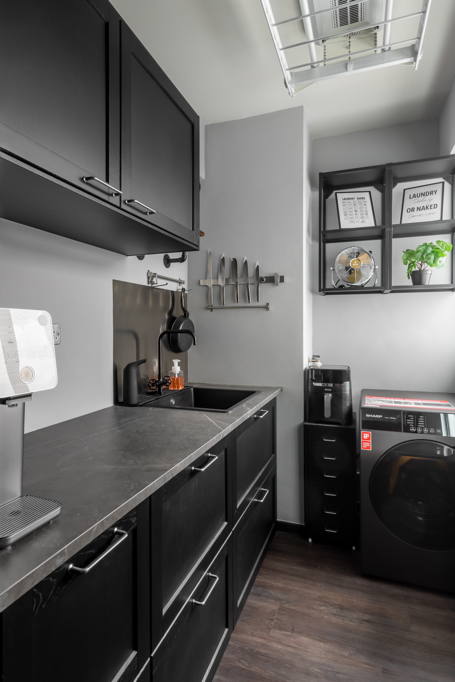 Industrial Kitchen with Countertop and Vinyl Flooring