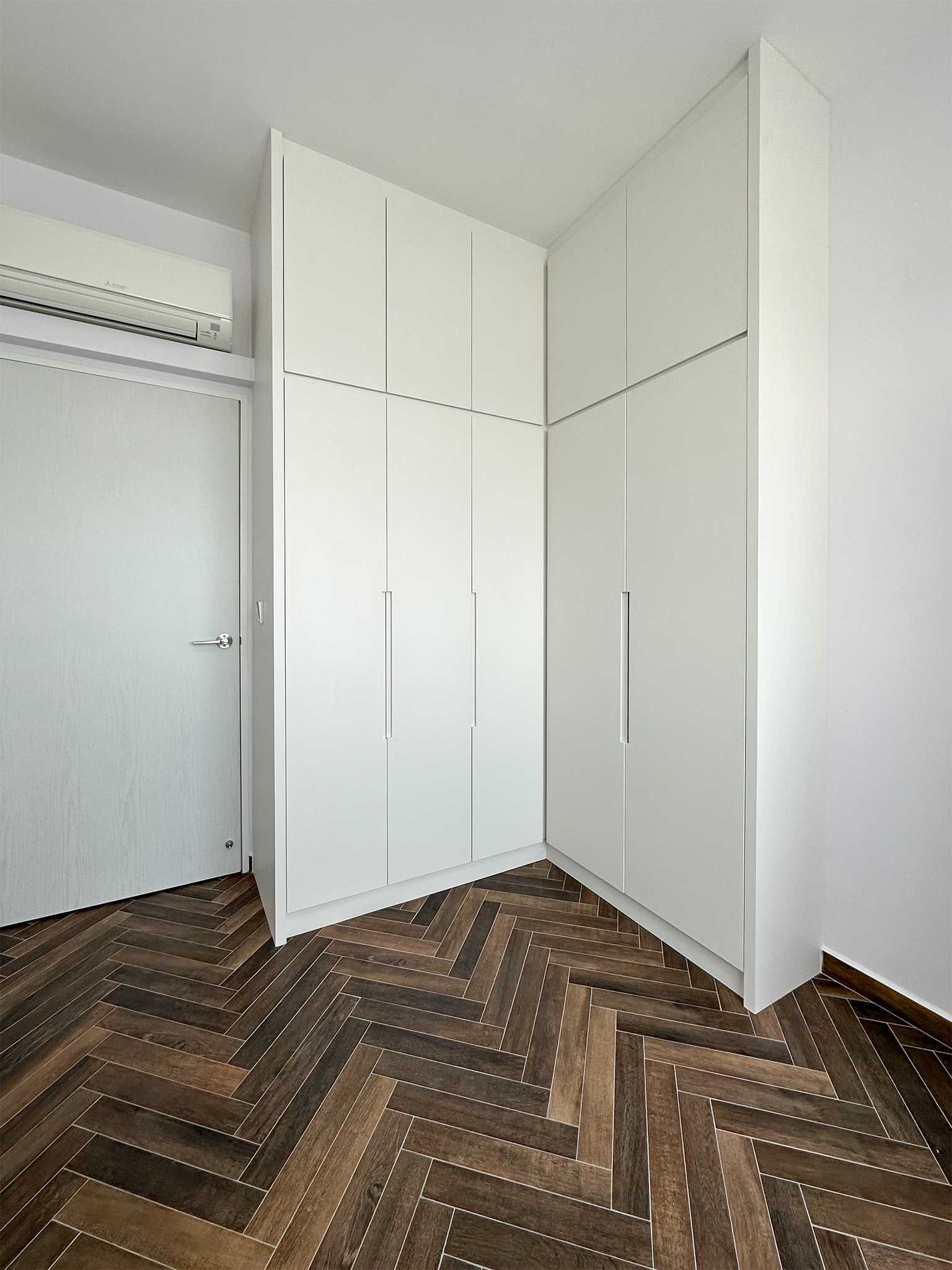 Scandinavian Bedroom with Wardrobe and Paintings