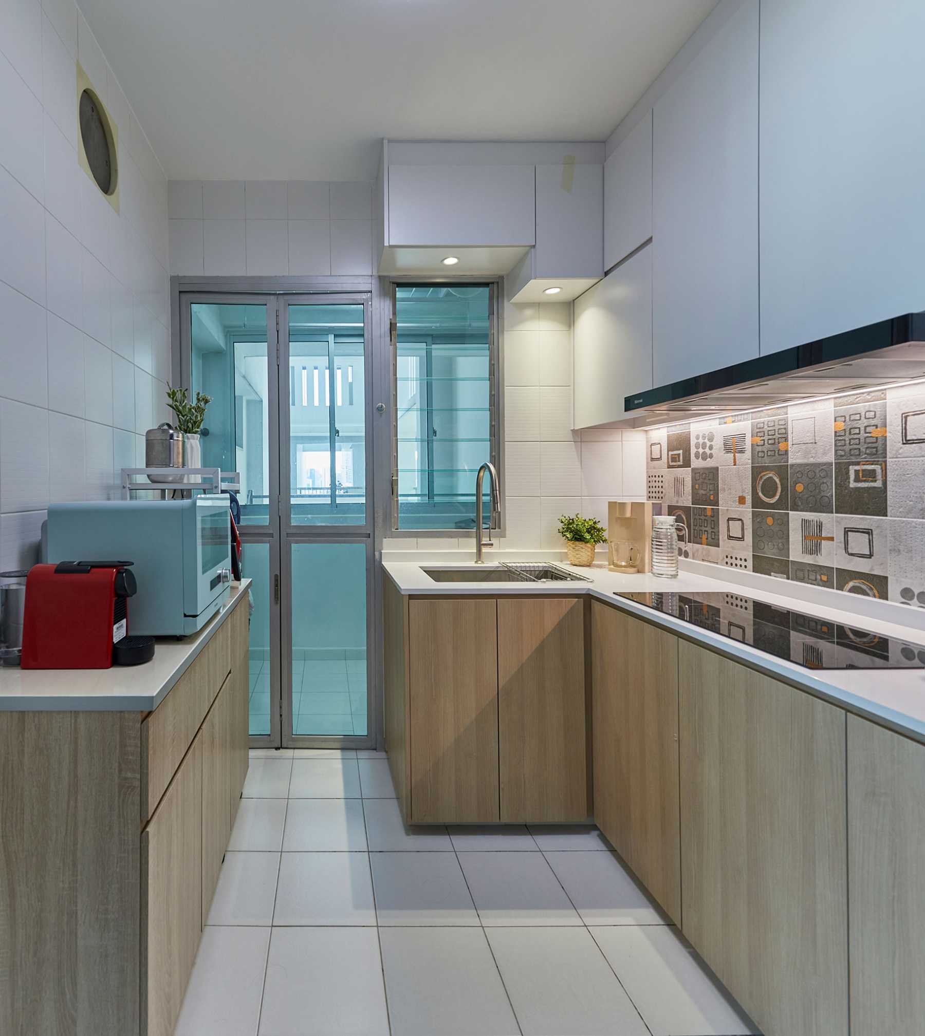 Scandinavian Kitchen with Kitchen Window and Kitchen Backsplash