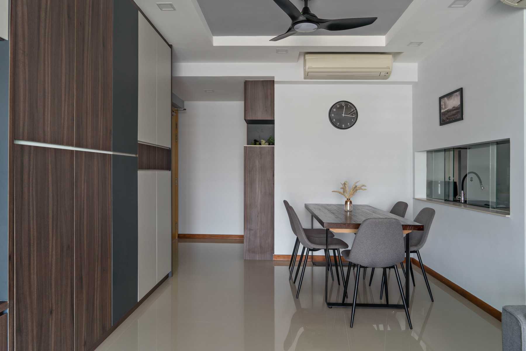 Contemporary Dining Room with Ceiling Light and Chandelier
