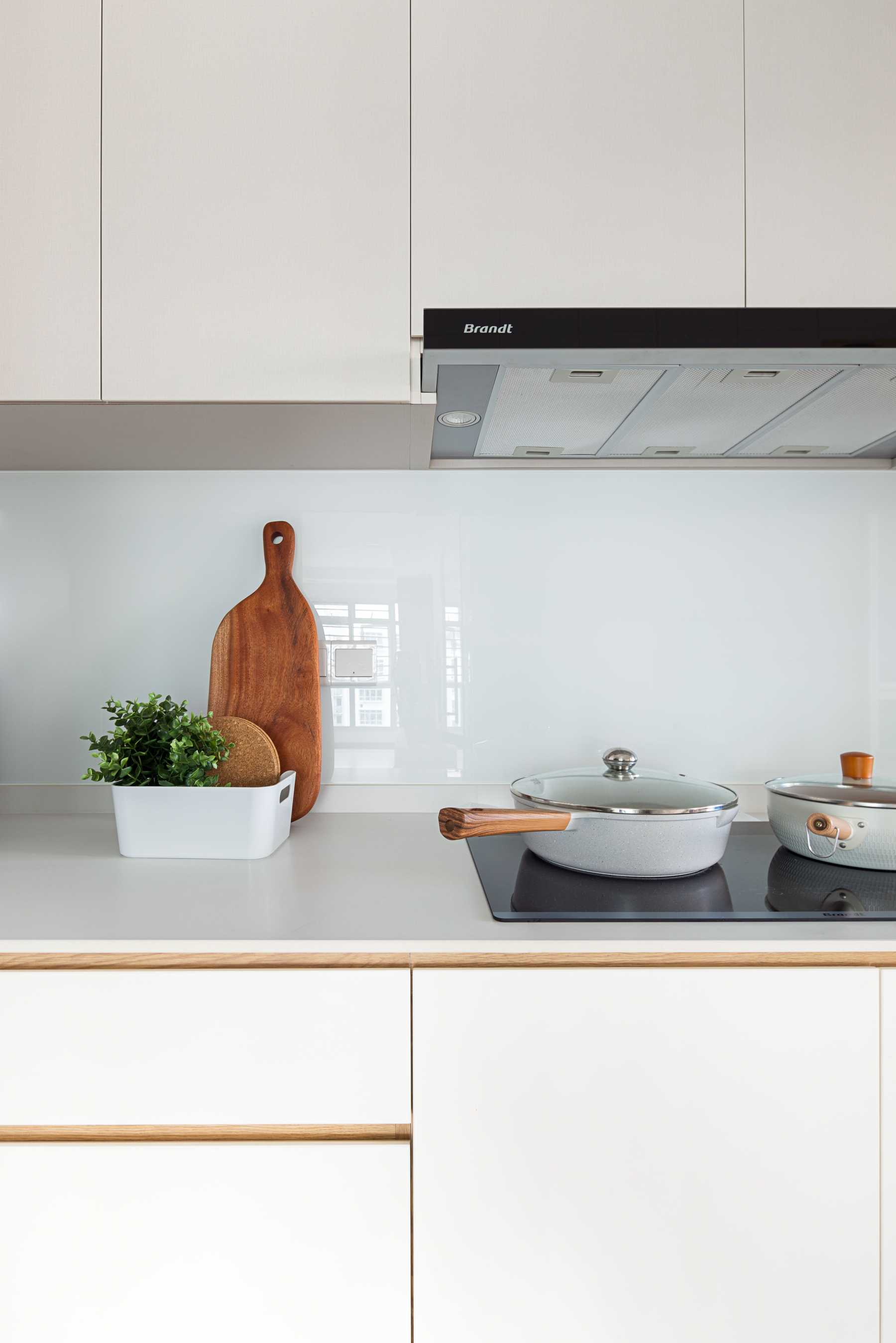 Minimalist Kitchen with Countertop and Granite Floor
